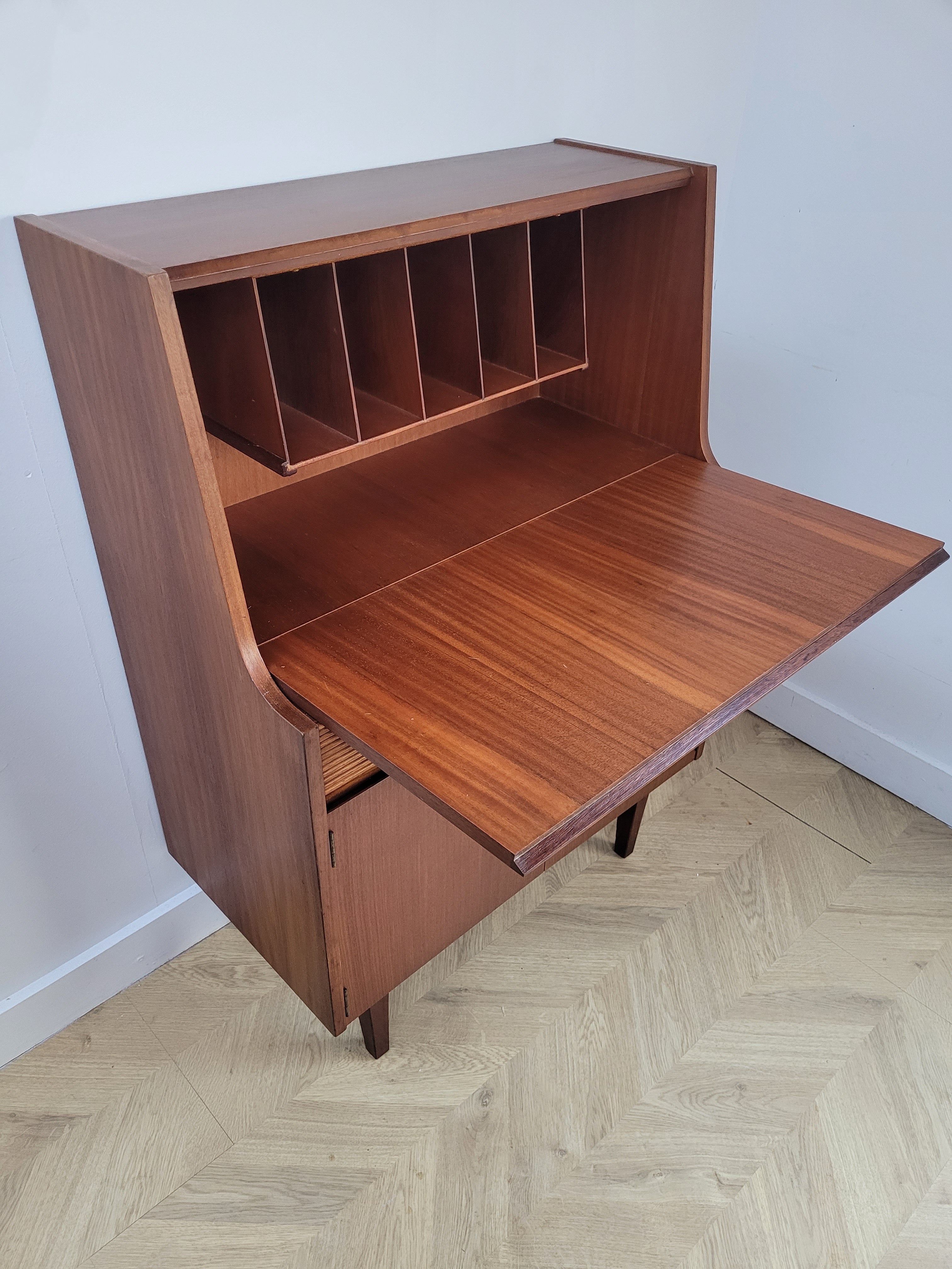 Mid Century Teak Writing Bureau Desk - Elliots of Newbury