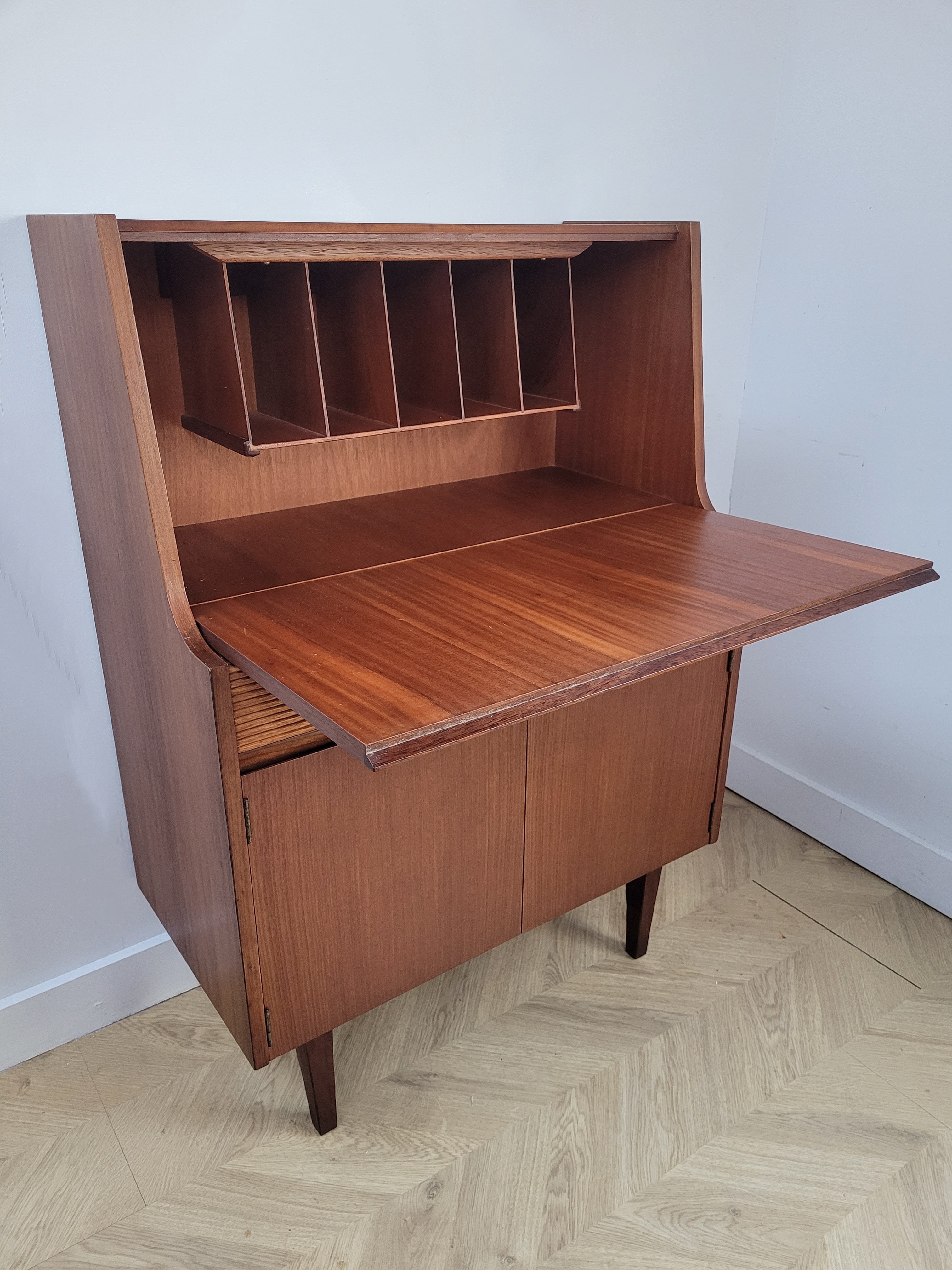 Mid Century Teak Writing Bureau Desk - Elliots of Newbury