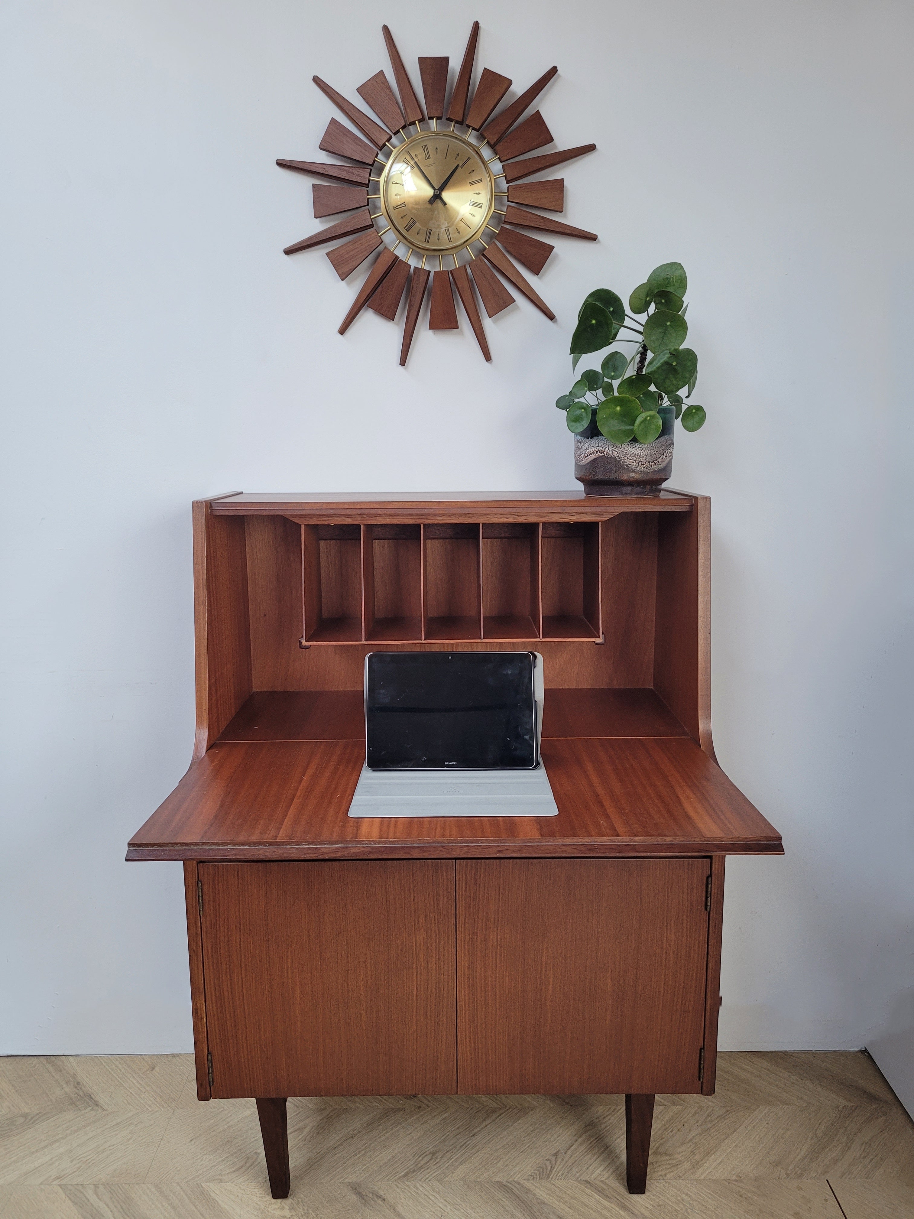 Mid Century Teak Writing Bureau Desk - Elliots of Newbury