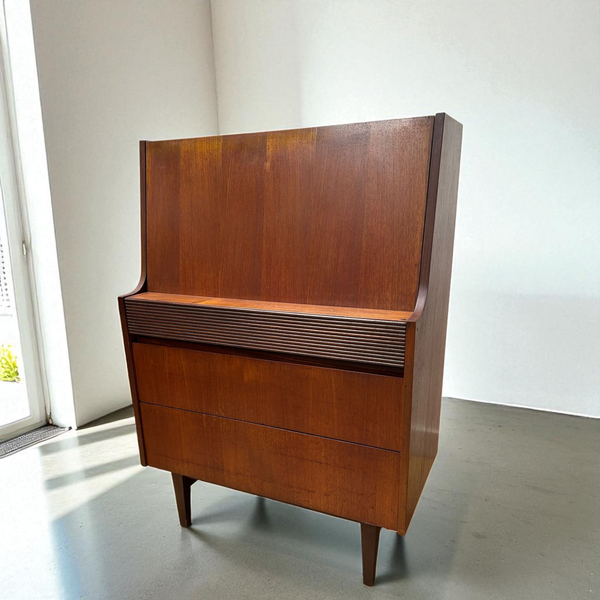 Mid Century Teak Writing Bureau Desk - Elliots of Newbury