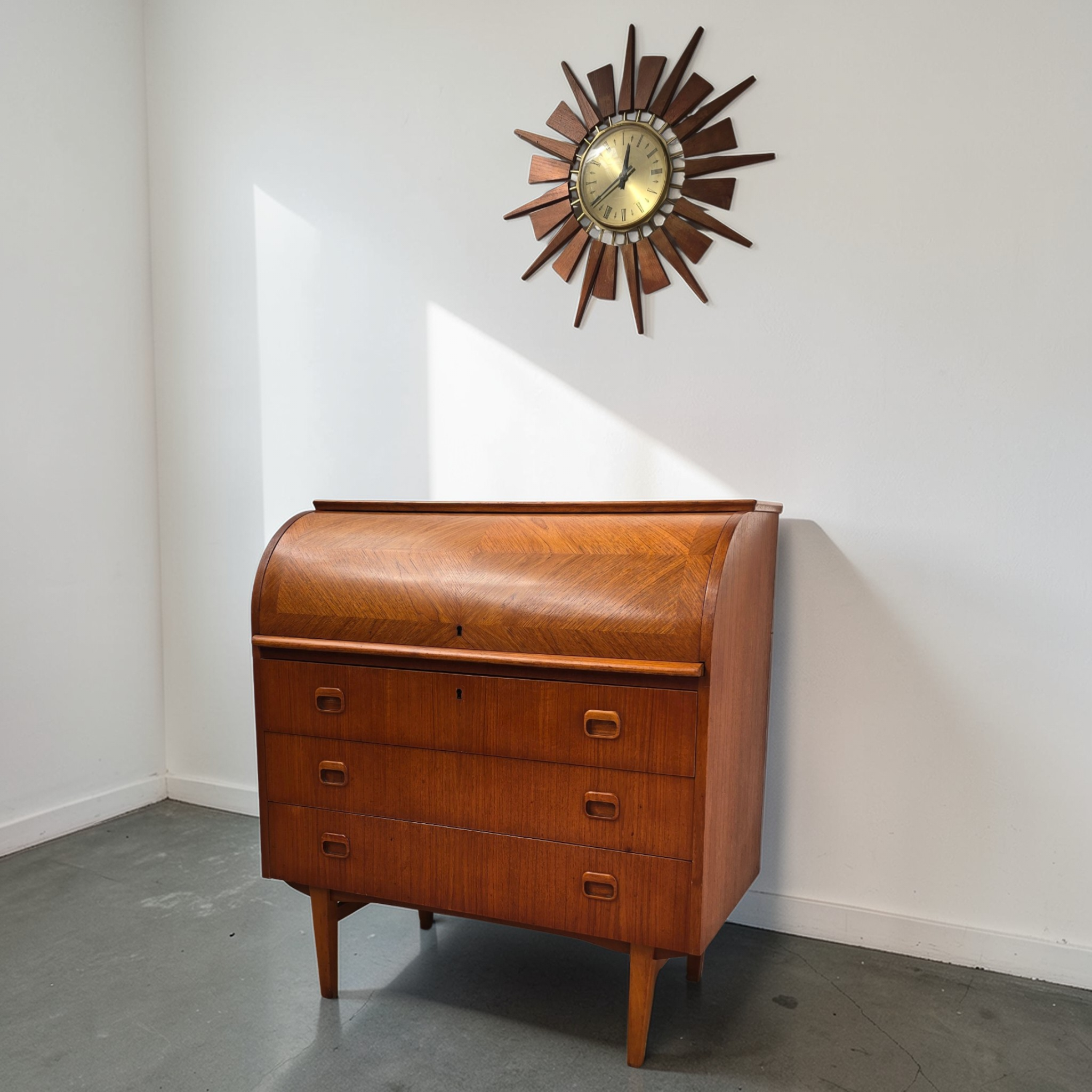 Mid-Century Scandinavian Teak Rolltop Bureau Desk by Egon Ostergaard