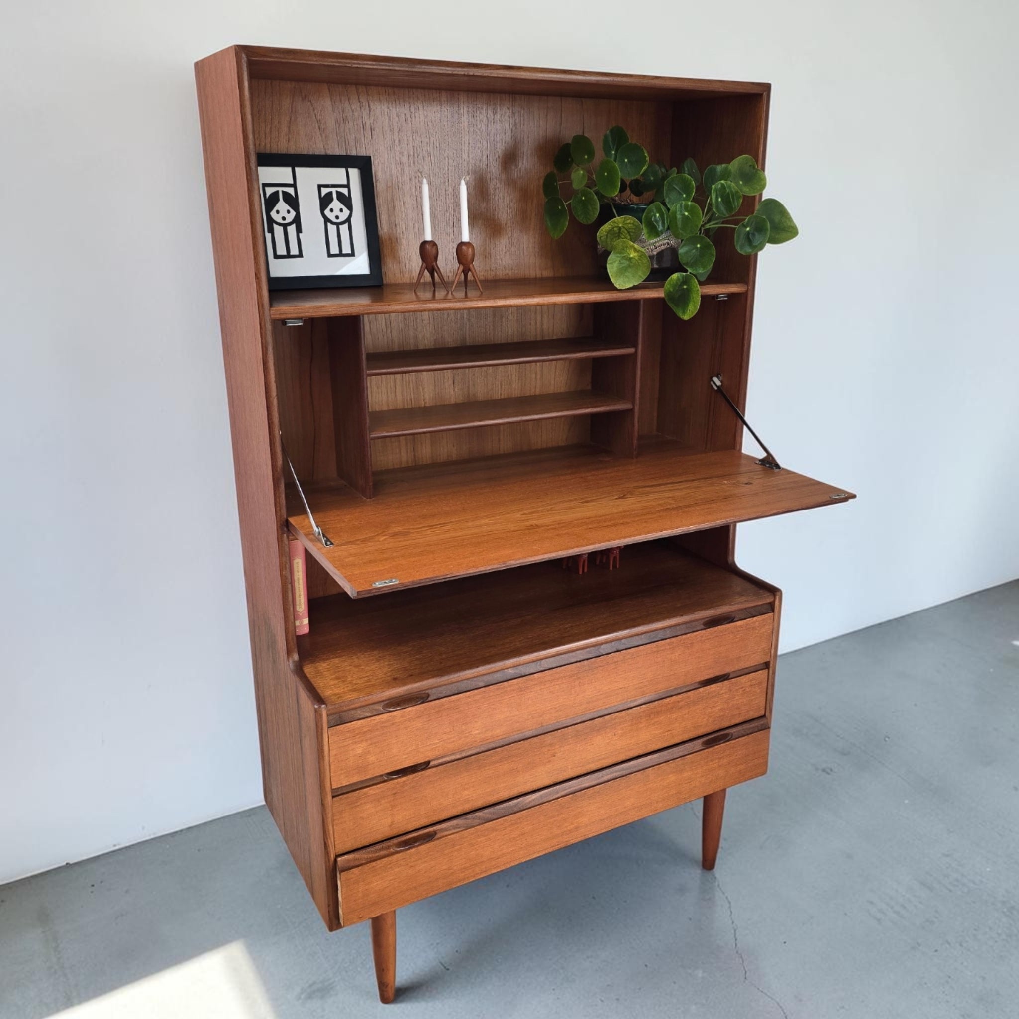 Turnidge of London Mid-Century Teak Bureau Bookcase | c.1960s