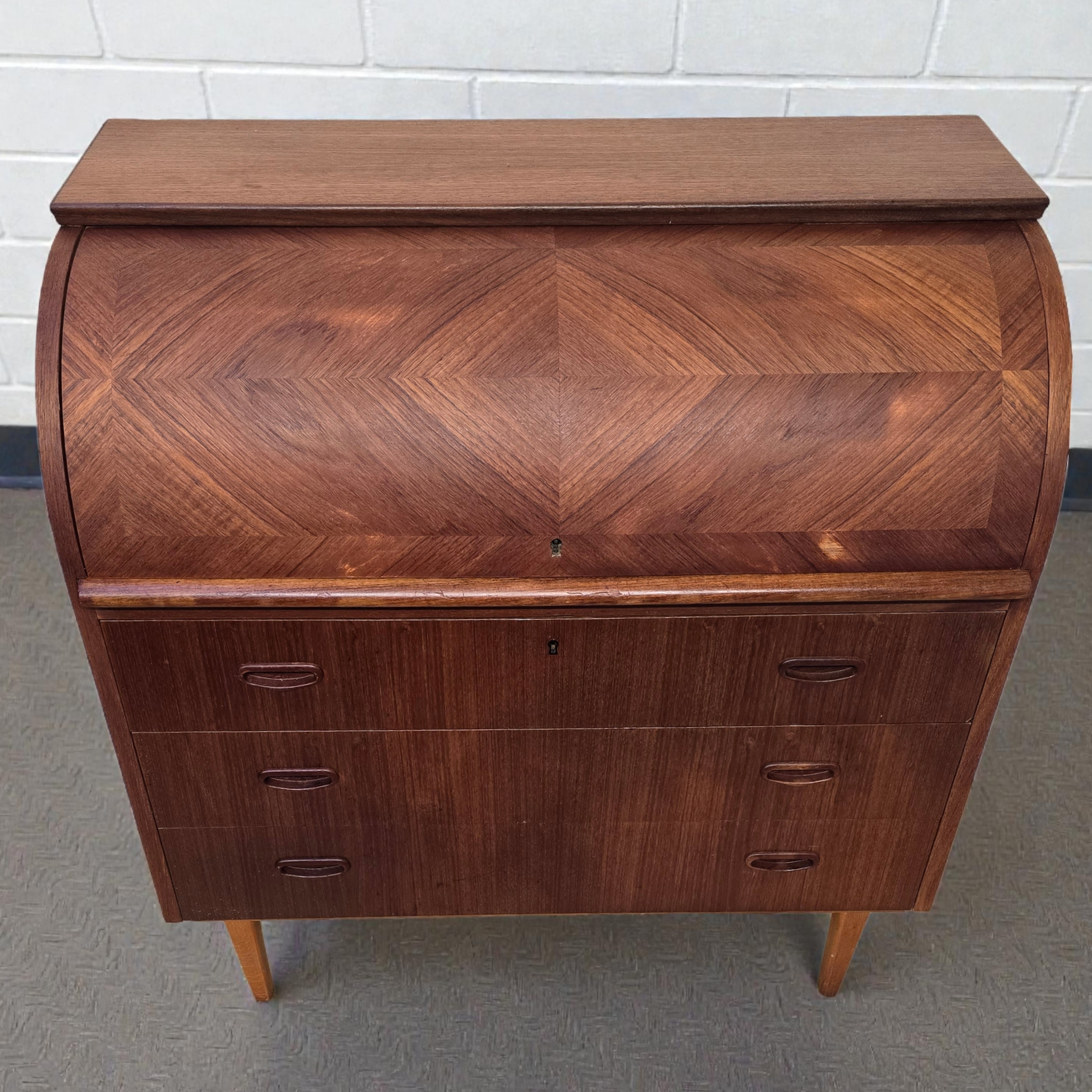 Mid-Century Scandinavian Teak Rolltop Bureau Desk by Egon Ostergaard