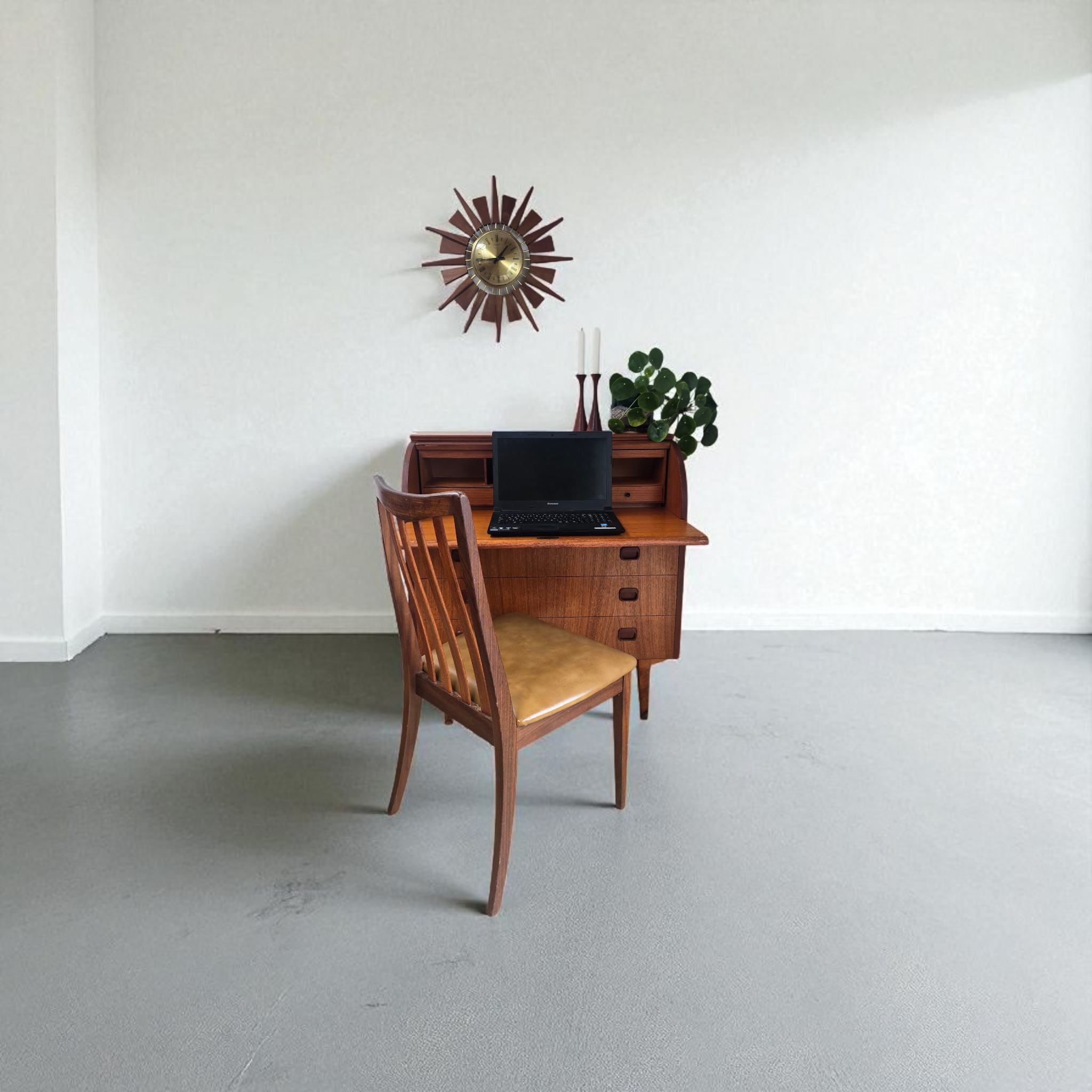 Mid-Century Scandinavian Teak Rolltop Bureau Desk by Egon Ostergaard