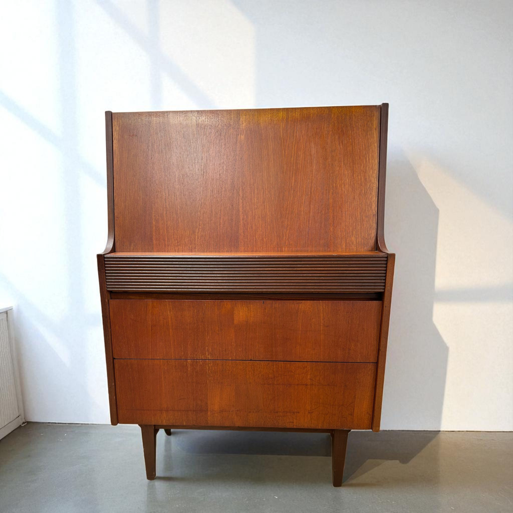Mid Century Teak Writing Bureau Desk - Elliots of Newbury