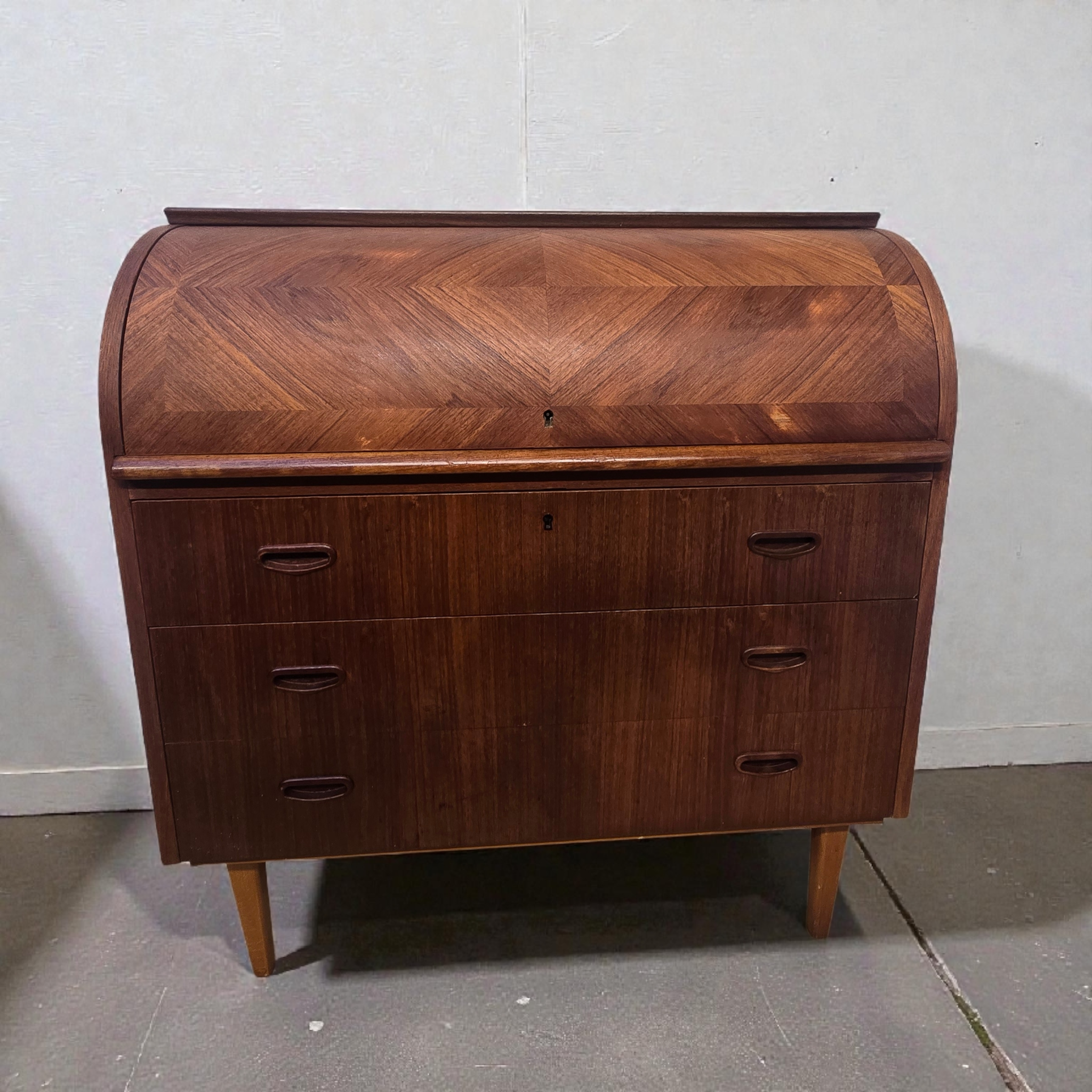 Mid-Century Scandinavian Teak Rolltop Bureau Desk by Egon Ostergaard