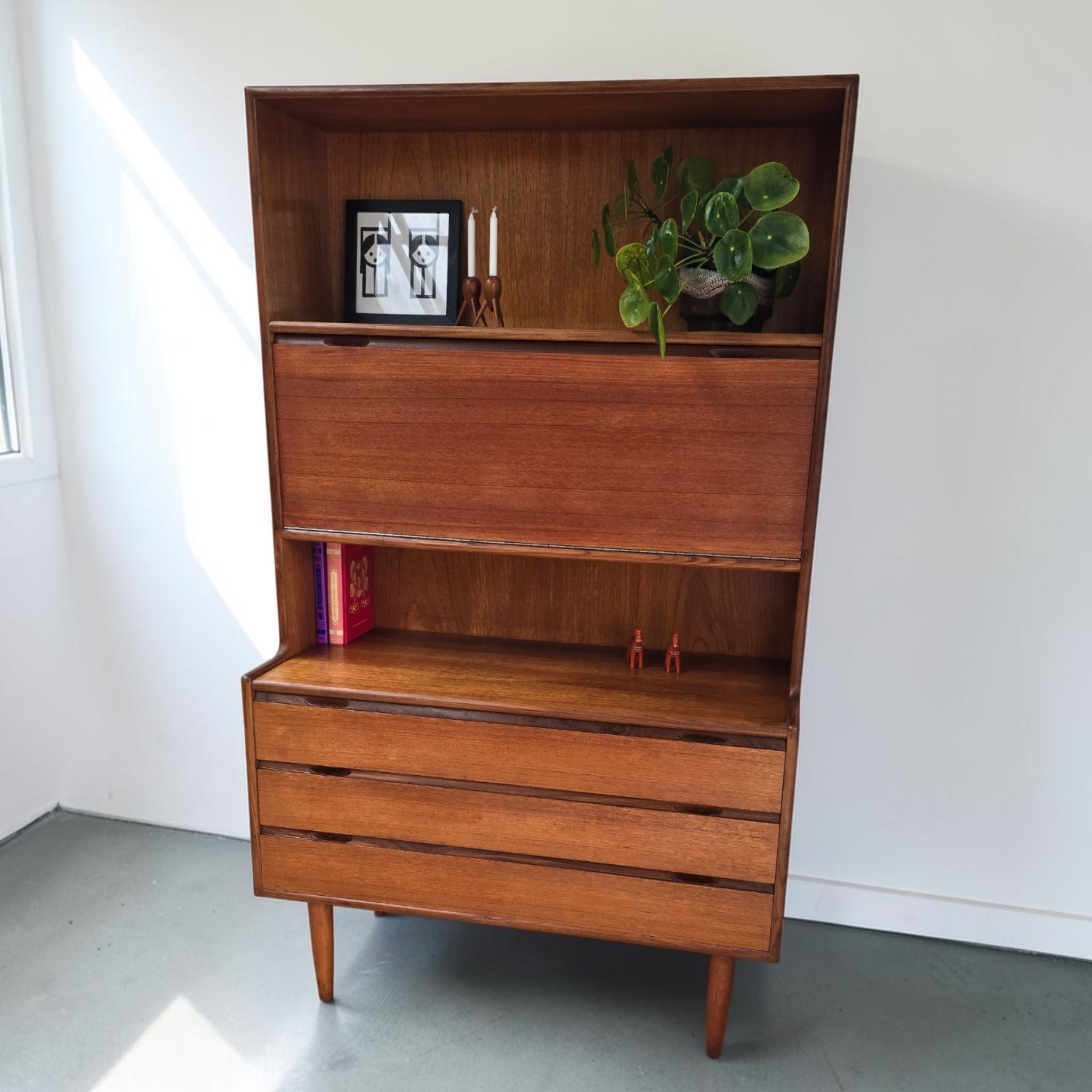 Turnidge of London Mid-Century Teak Bureau Bookcase | c.1960s