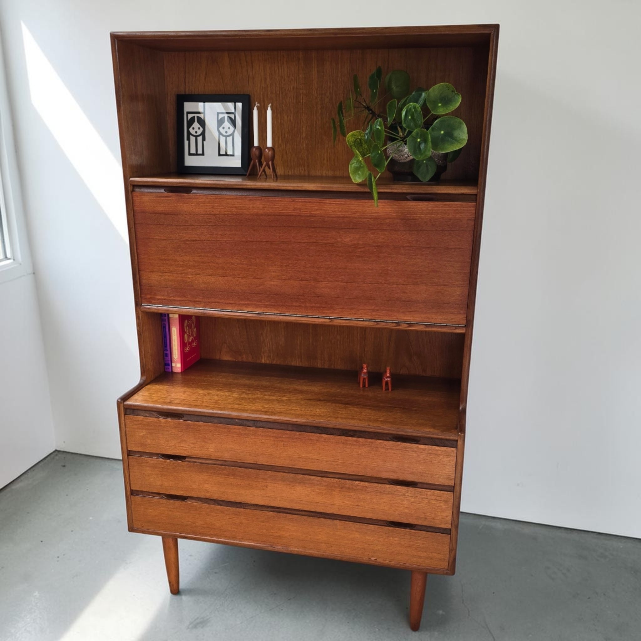 Turnidge of London Mid-Century Teak Bureau Bookcase | c.1960s