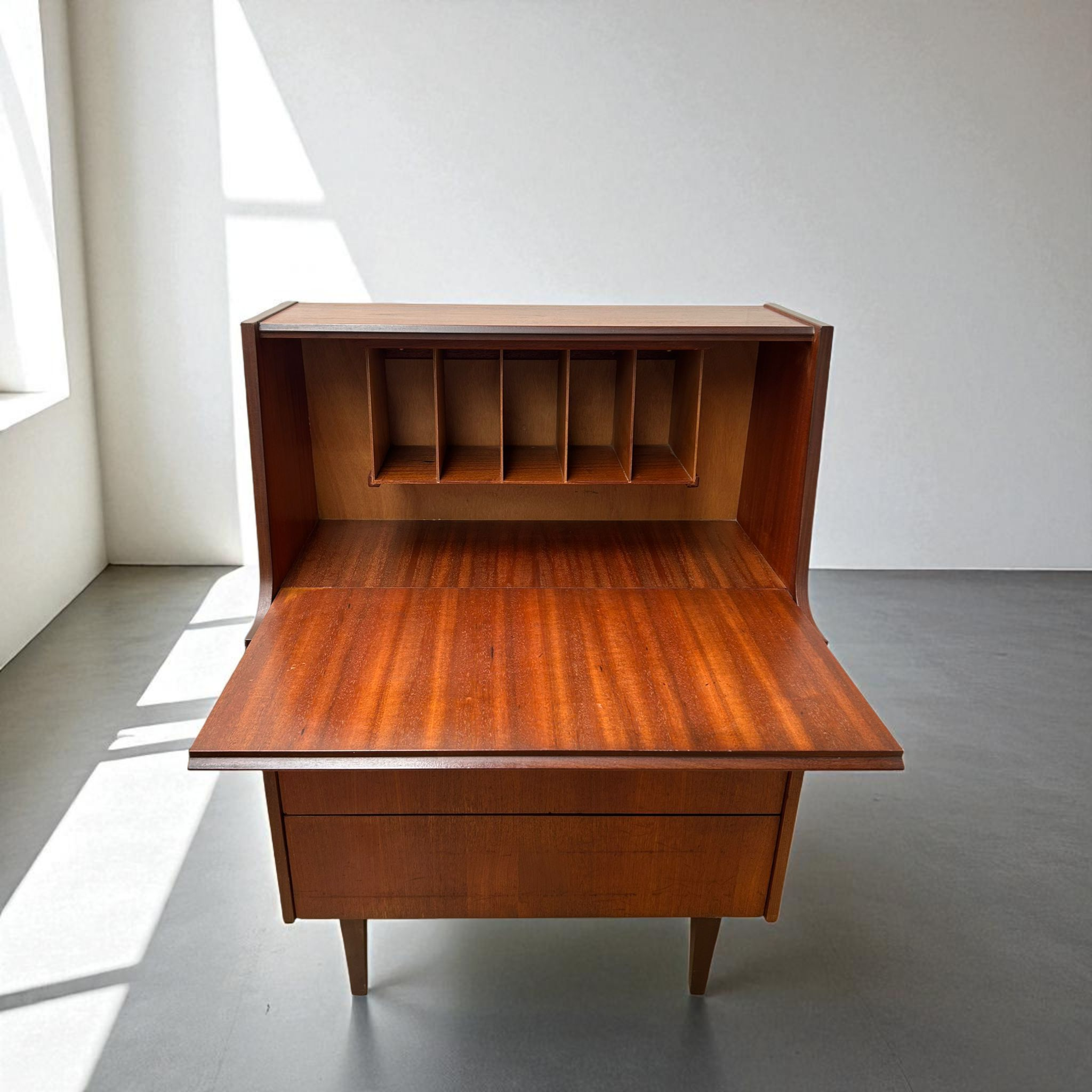 Mid Century Teak Writing Bureau Desk - Elliots of Newbury