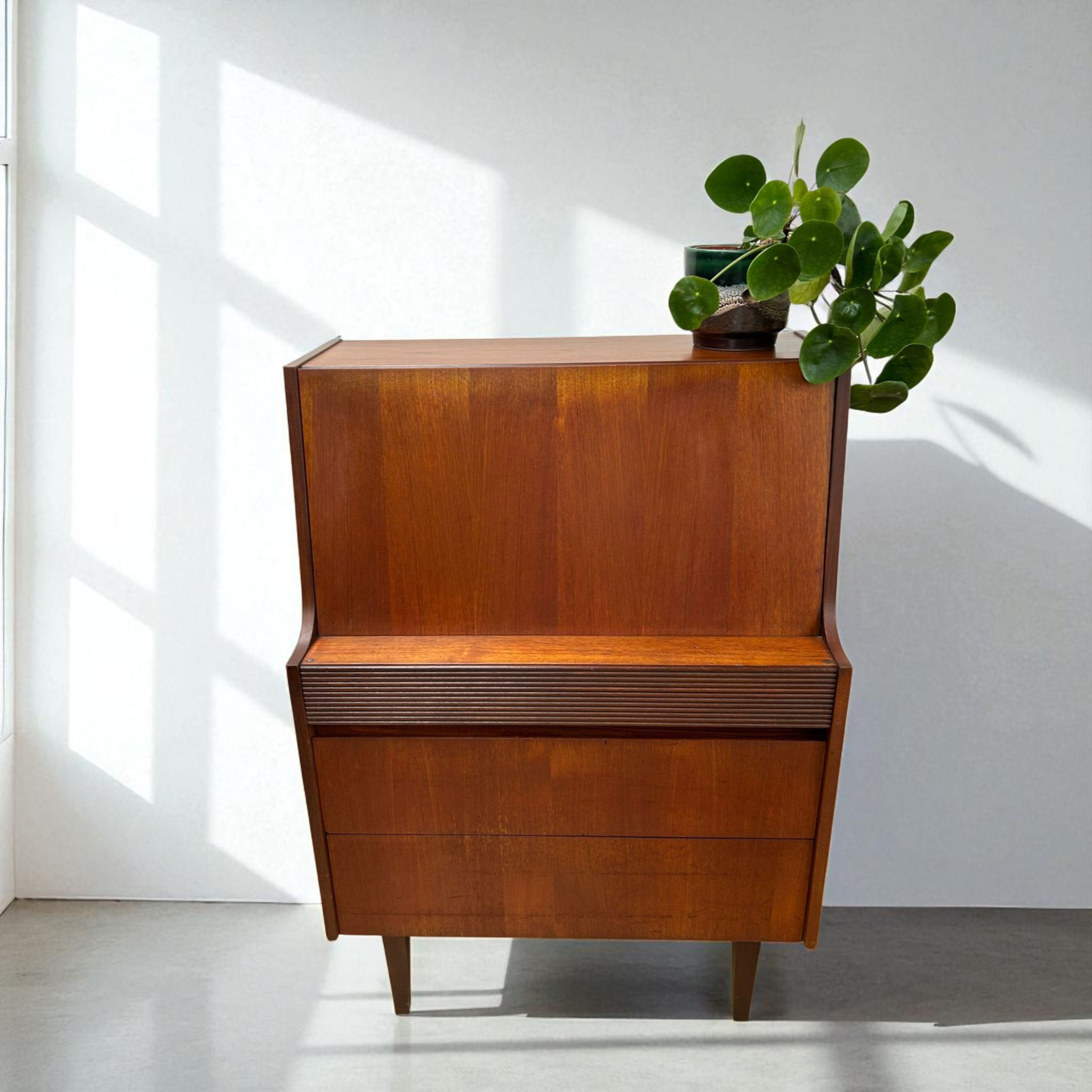 Mid Century Teak Writing Bureau Desk - Elliots of Newbury