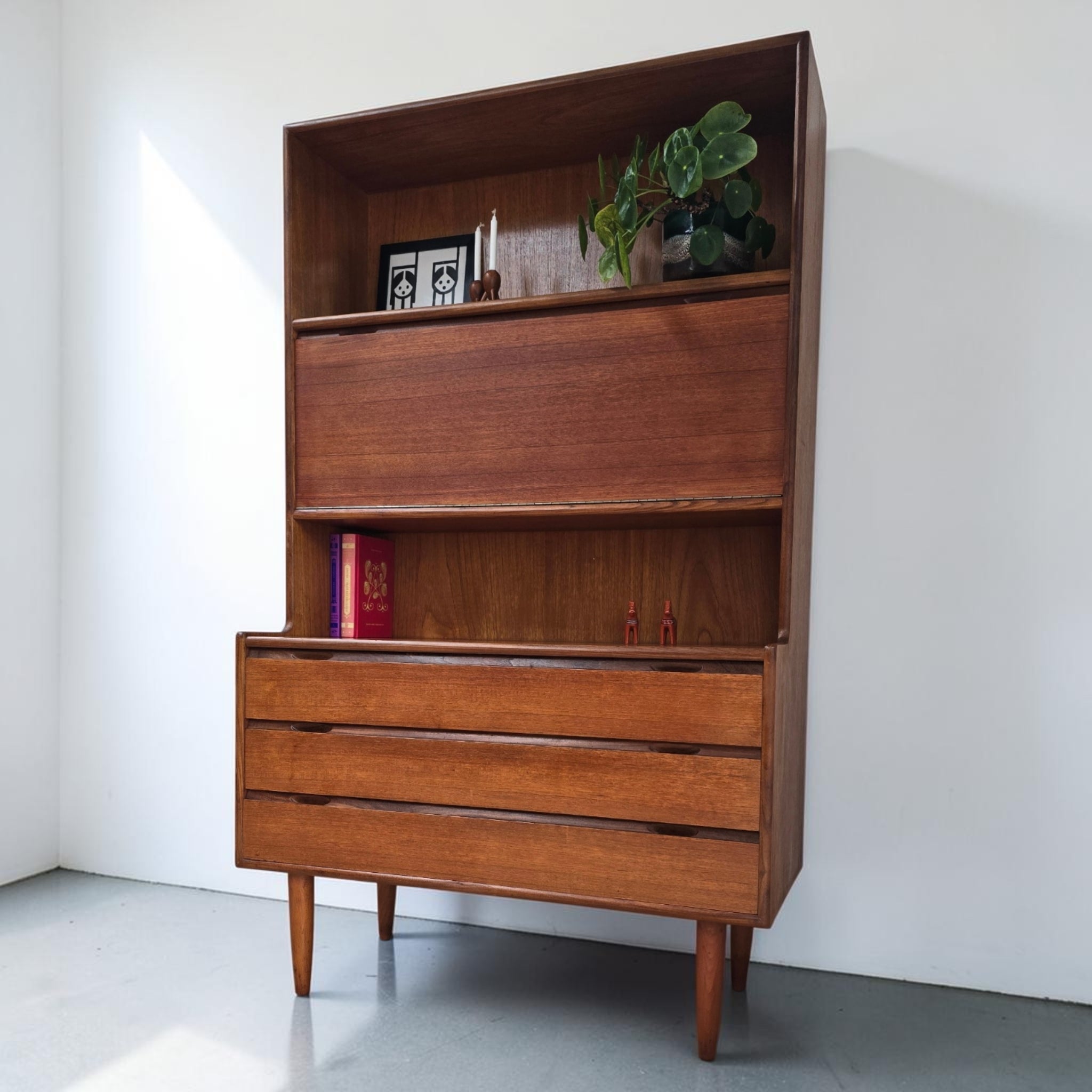 Turnidge of London Mid-Century Teak Bureau Bookcase | c.1960s