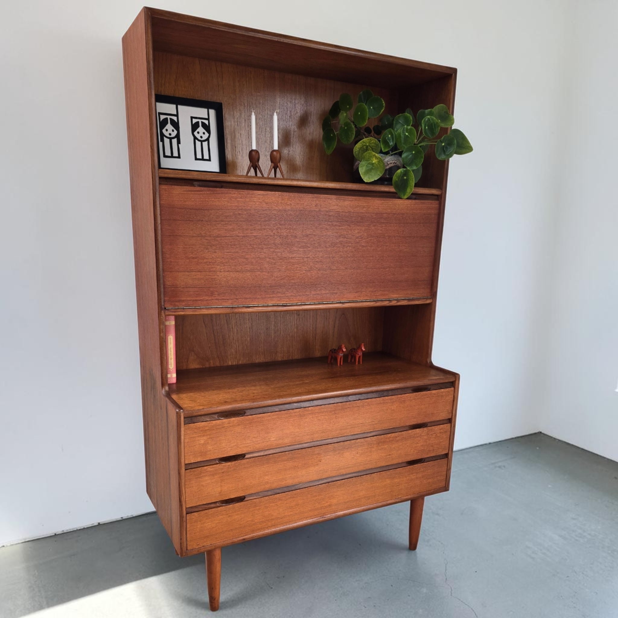 Turnidge of London Mid-Century Teak Bureau Bookcase | c.1960s