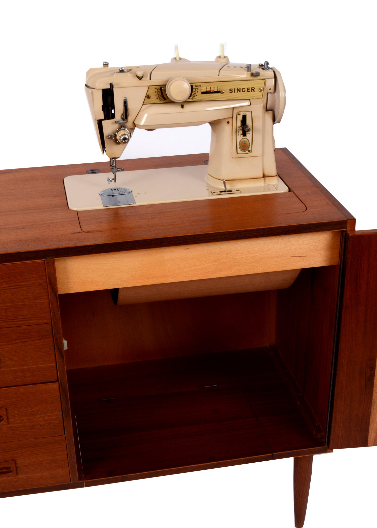 Mid-Century Singer 449 Machine - Style of a Danish Teak Sideboard
