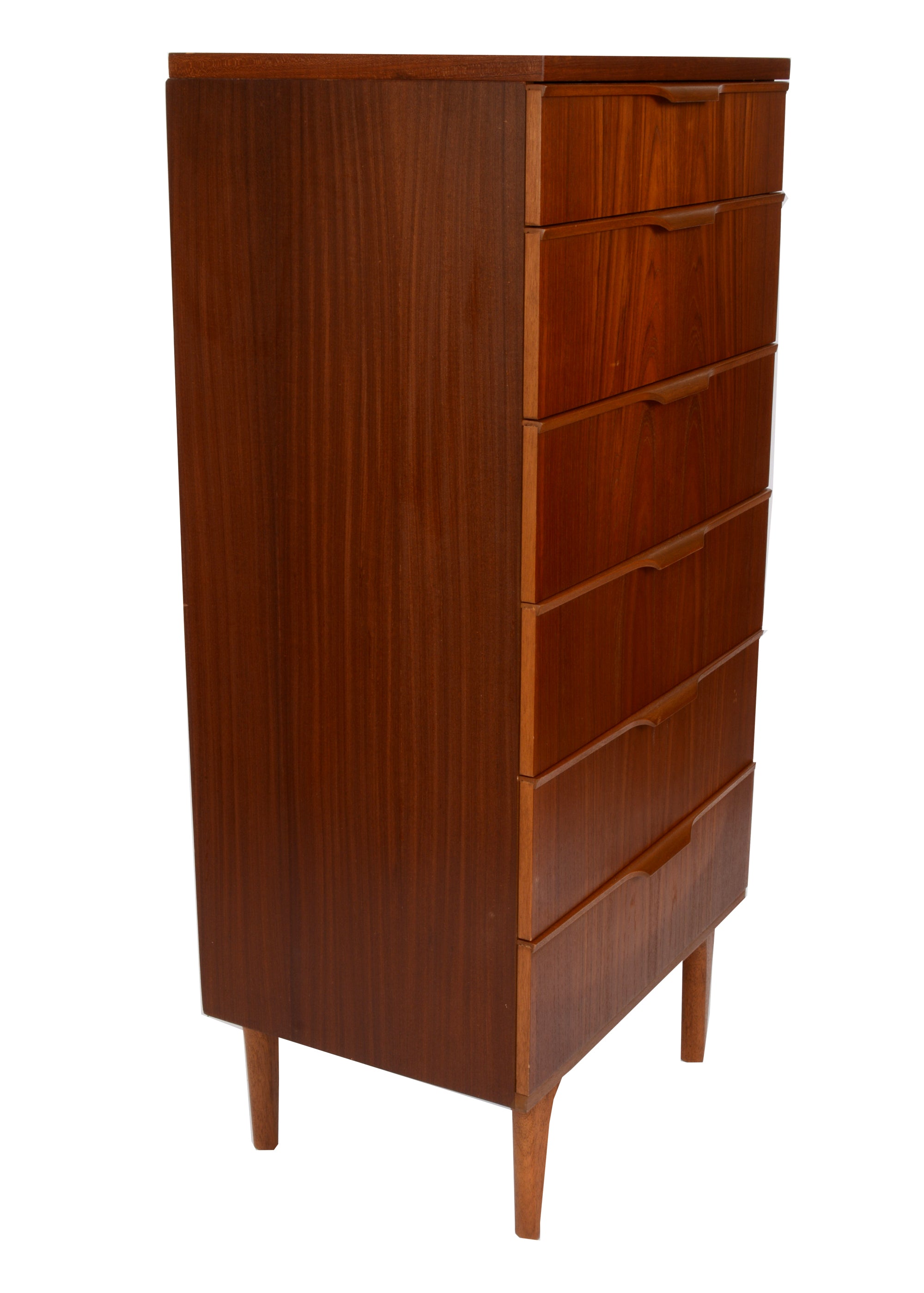 mid century teak tall chest of drawers danish