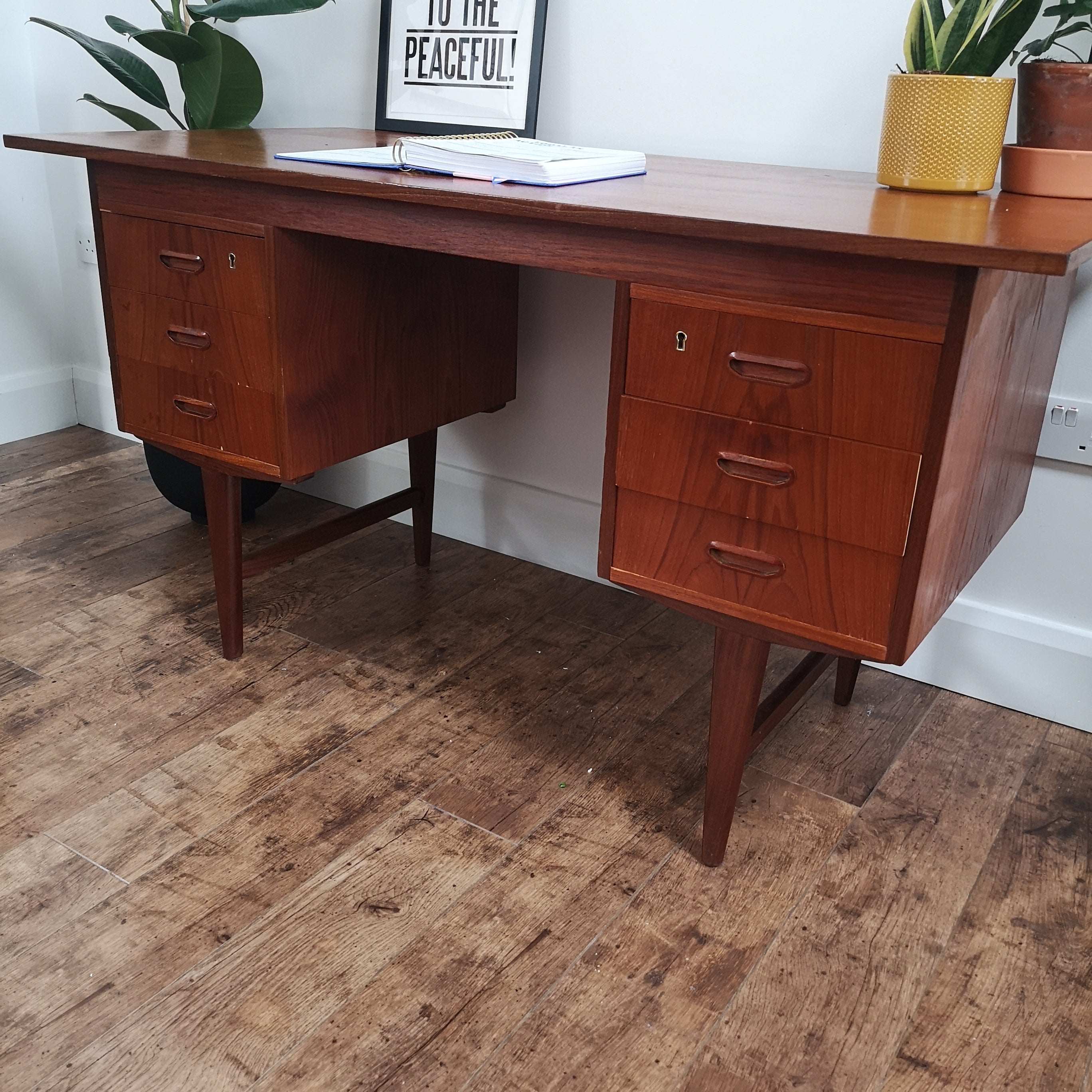 Mid Century Teak Crossbanded Desk