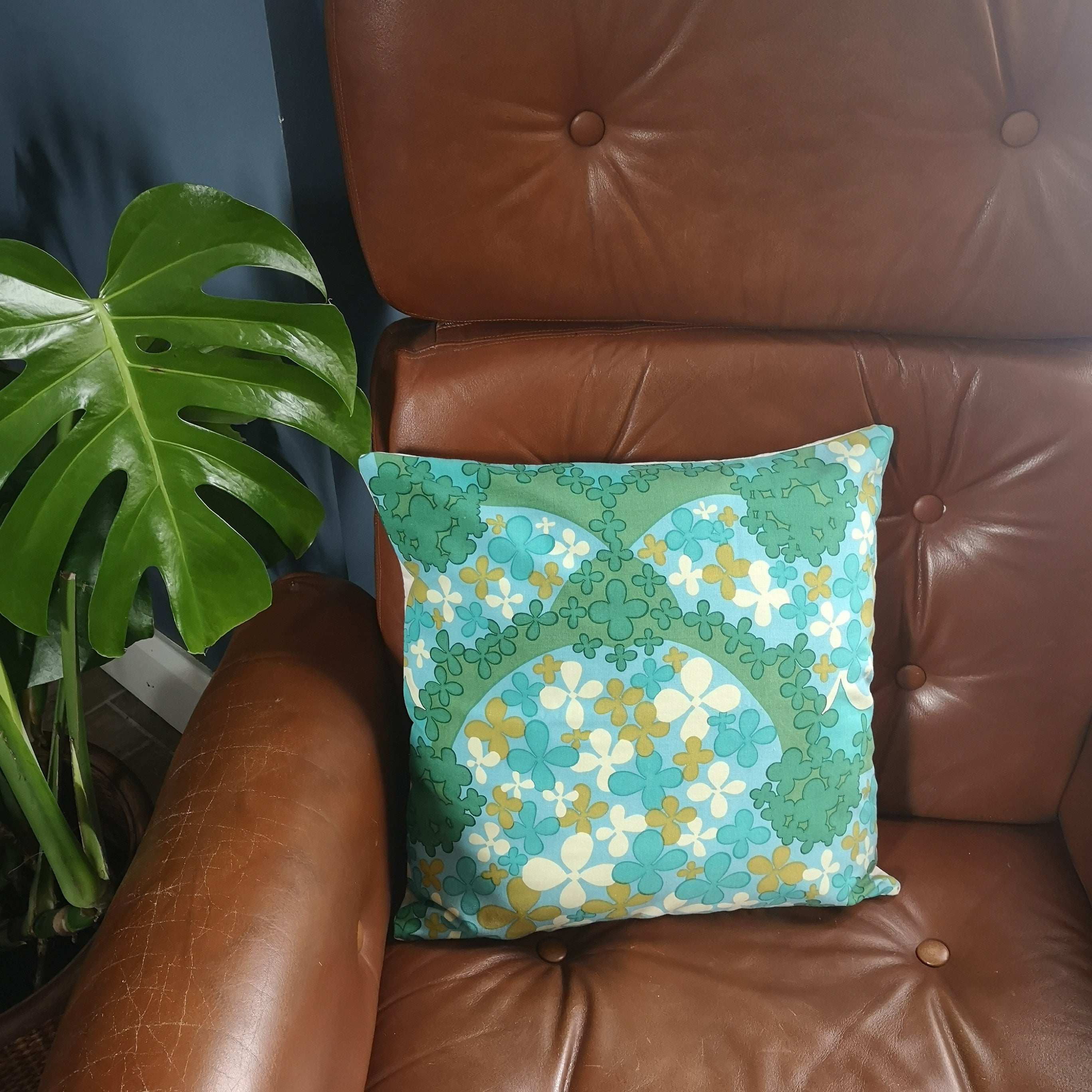 Blue & Green Retro Cushion Cover