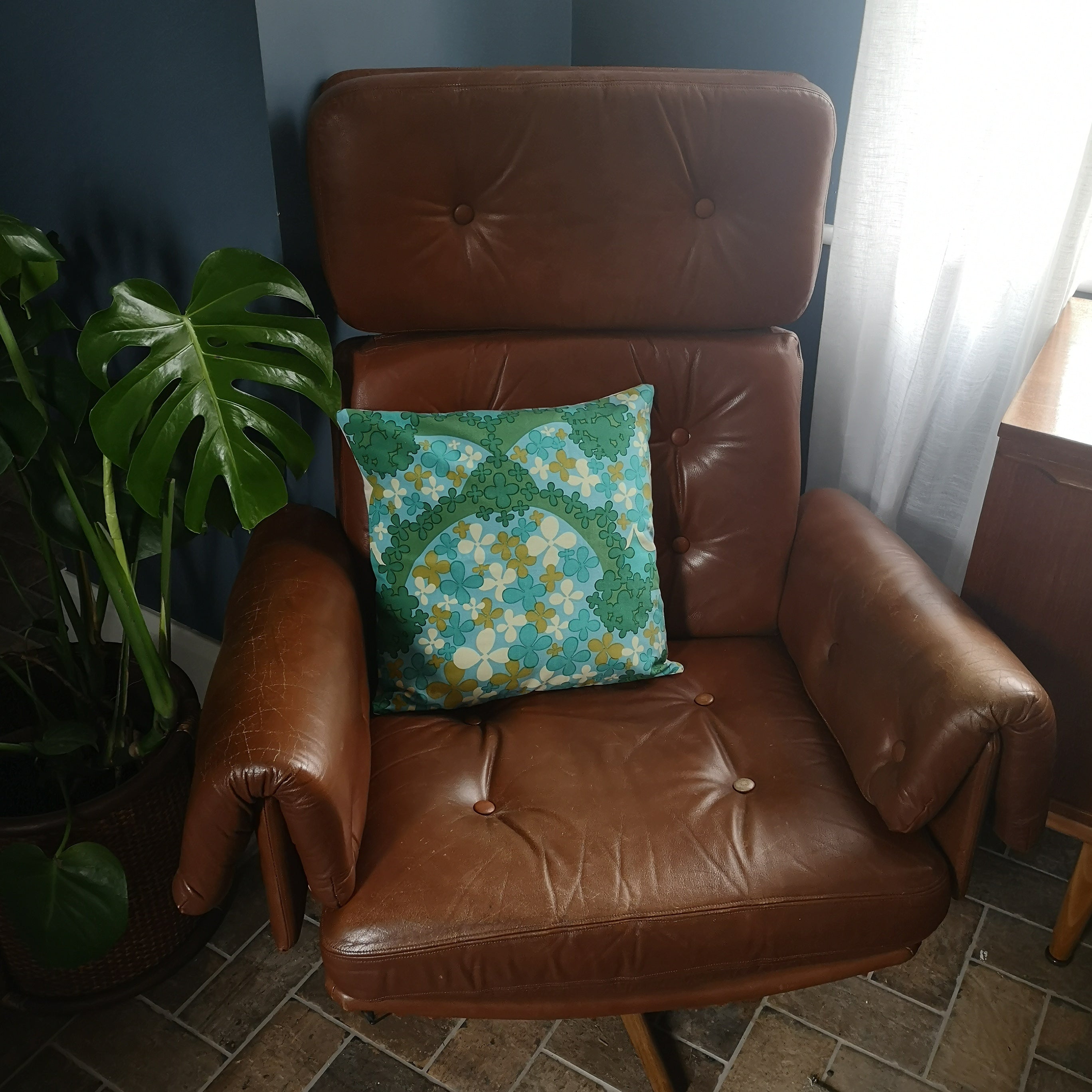 Blue & Green Retro Cushion Cover