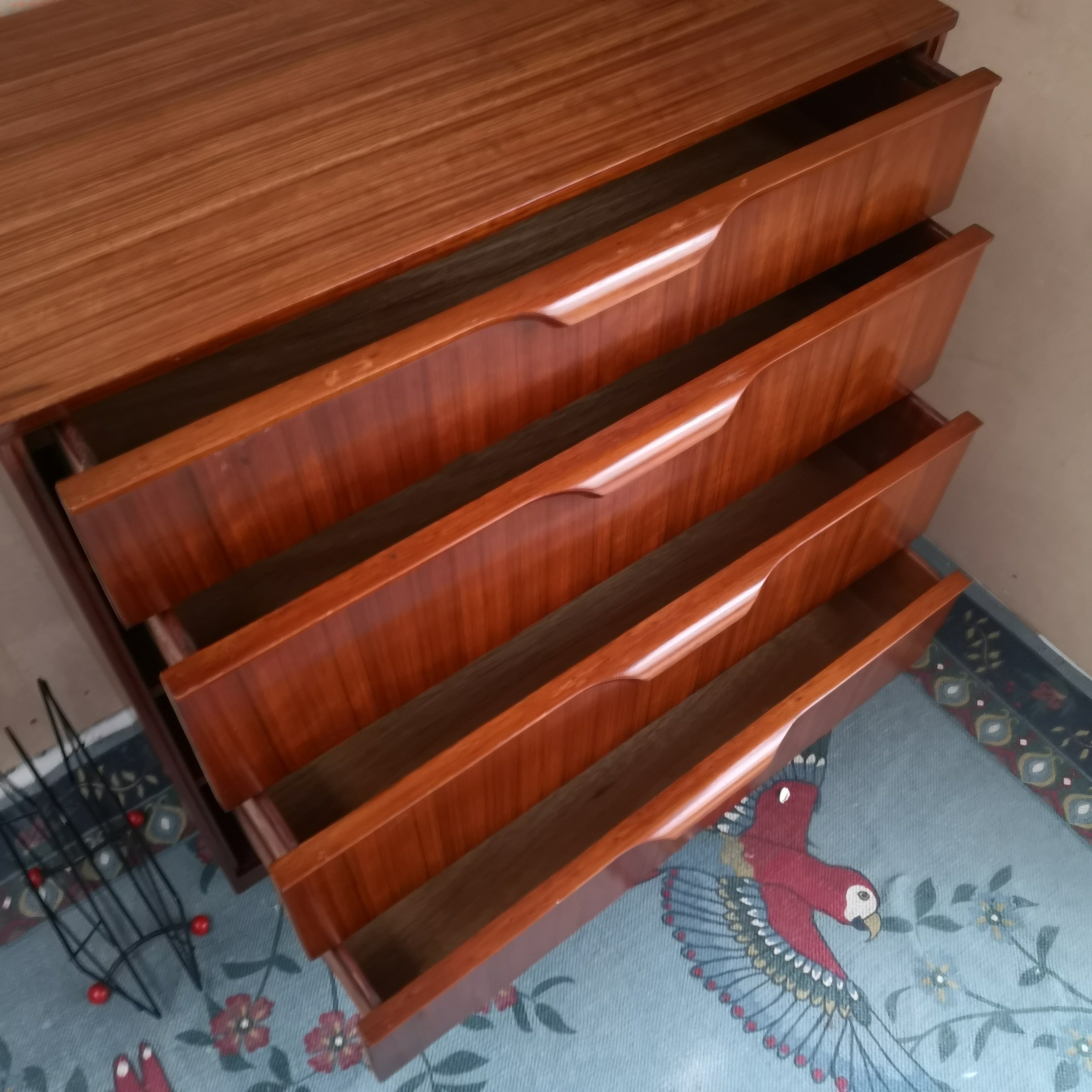 Teak chest of drawers on tapered legs