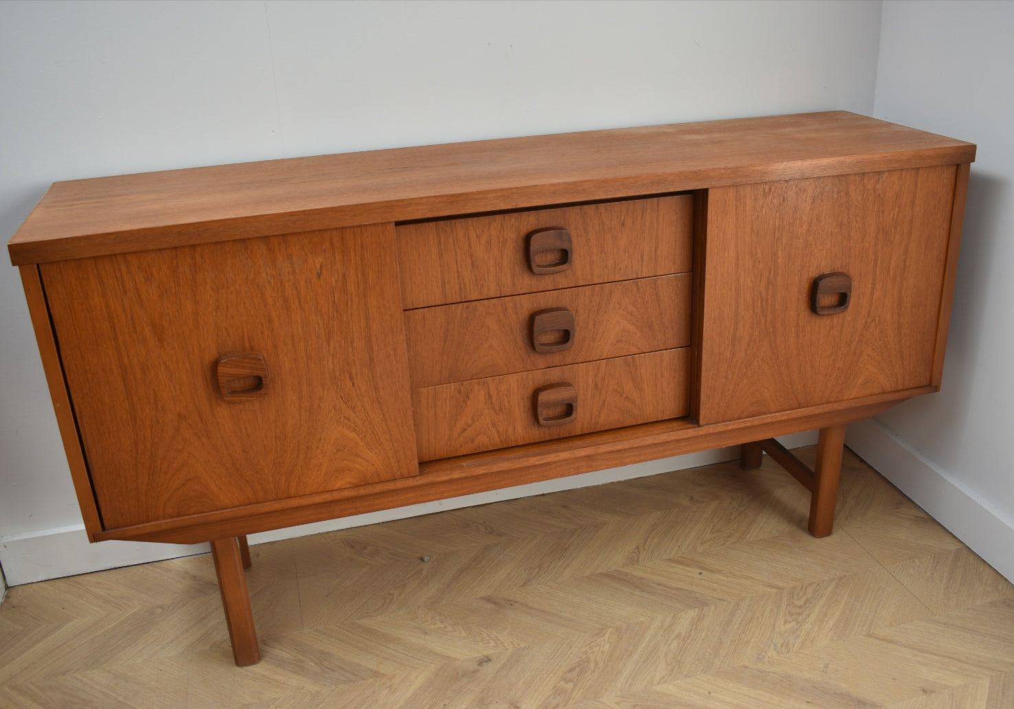 Teak Compact Sliding Doors Sideboard