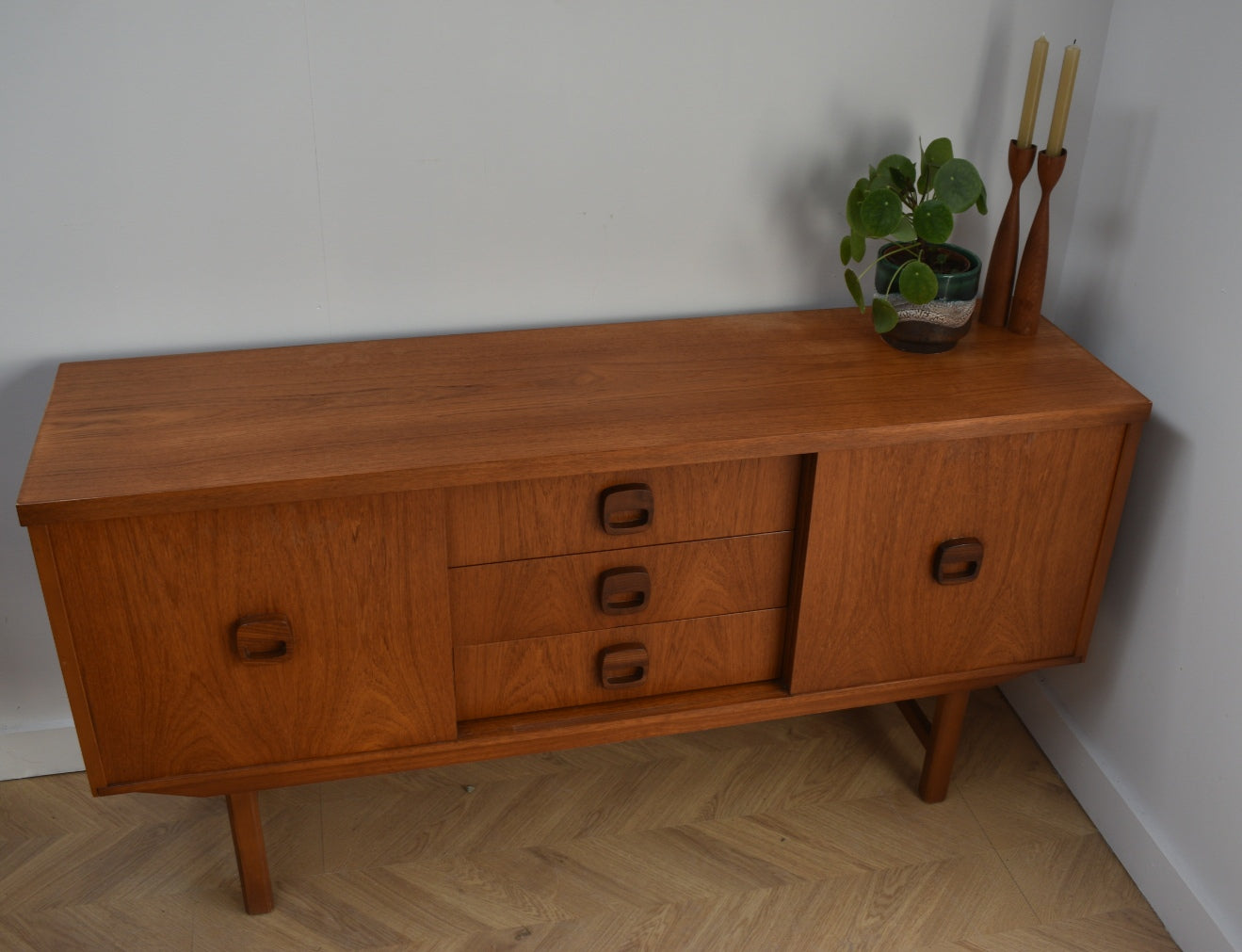 Teak Compact Sliding Doors Sideboard