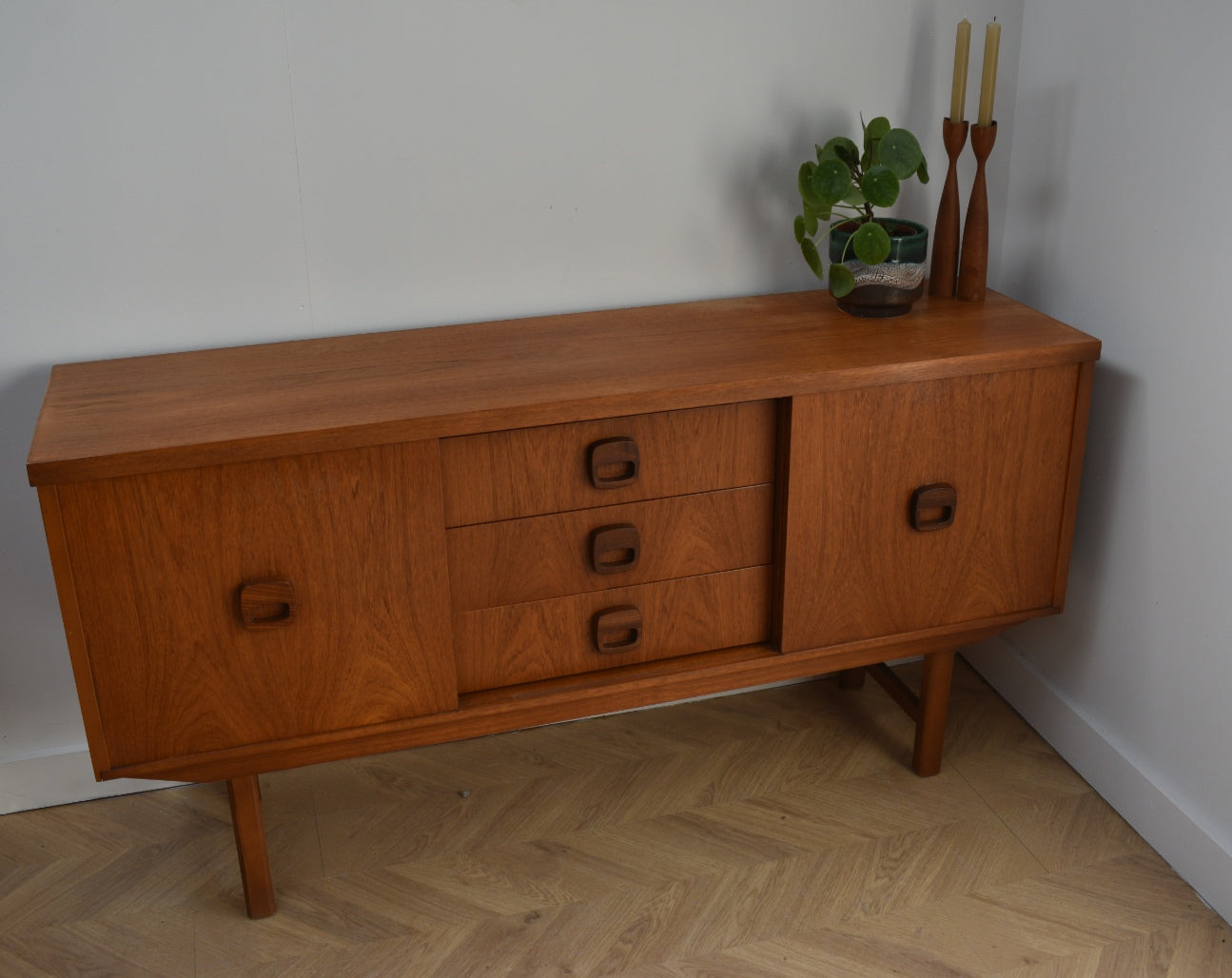 Teak Compact Sliding Doors Sideboard