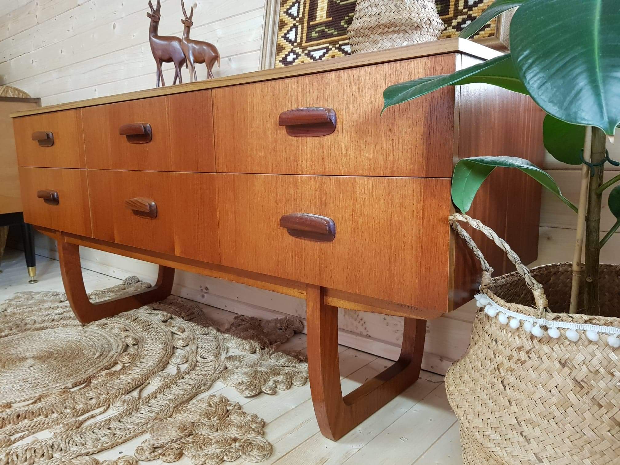 Teak & Afromosia Sleigh Legs Sideboard
