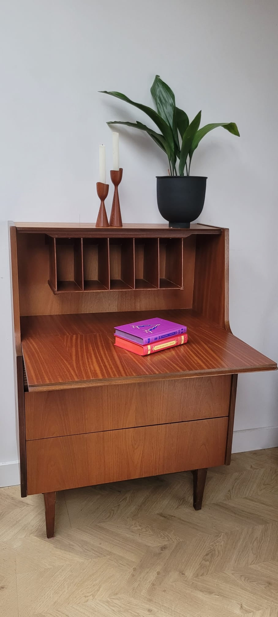 Mid Century Teak Writing Bureau Desk - Elliots of Newbury