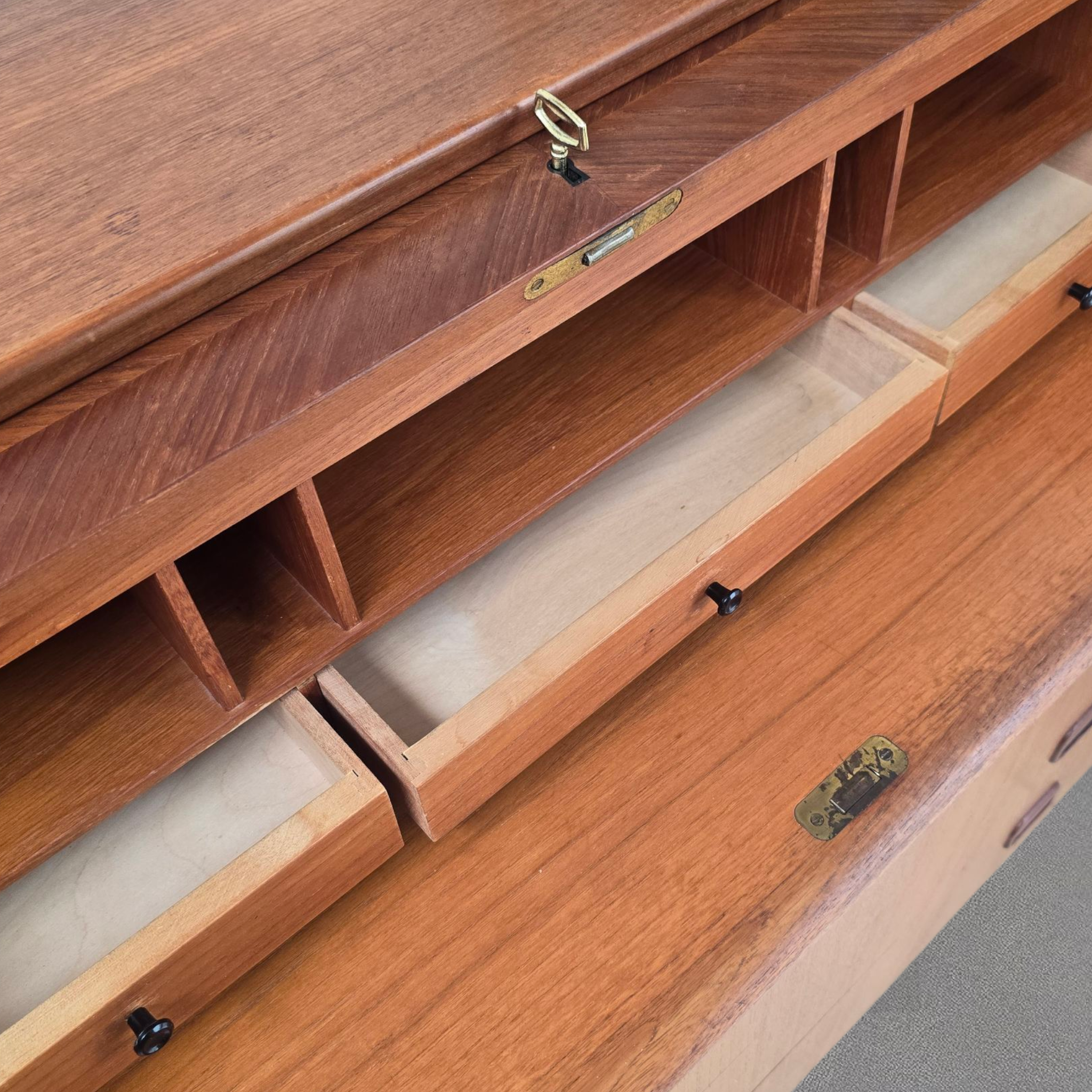 Mid-Century Scandinavian Teak Rolltop Bureau Desk by Egon Ostergaard