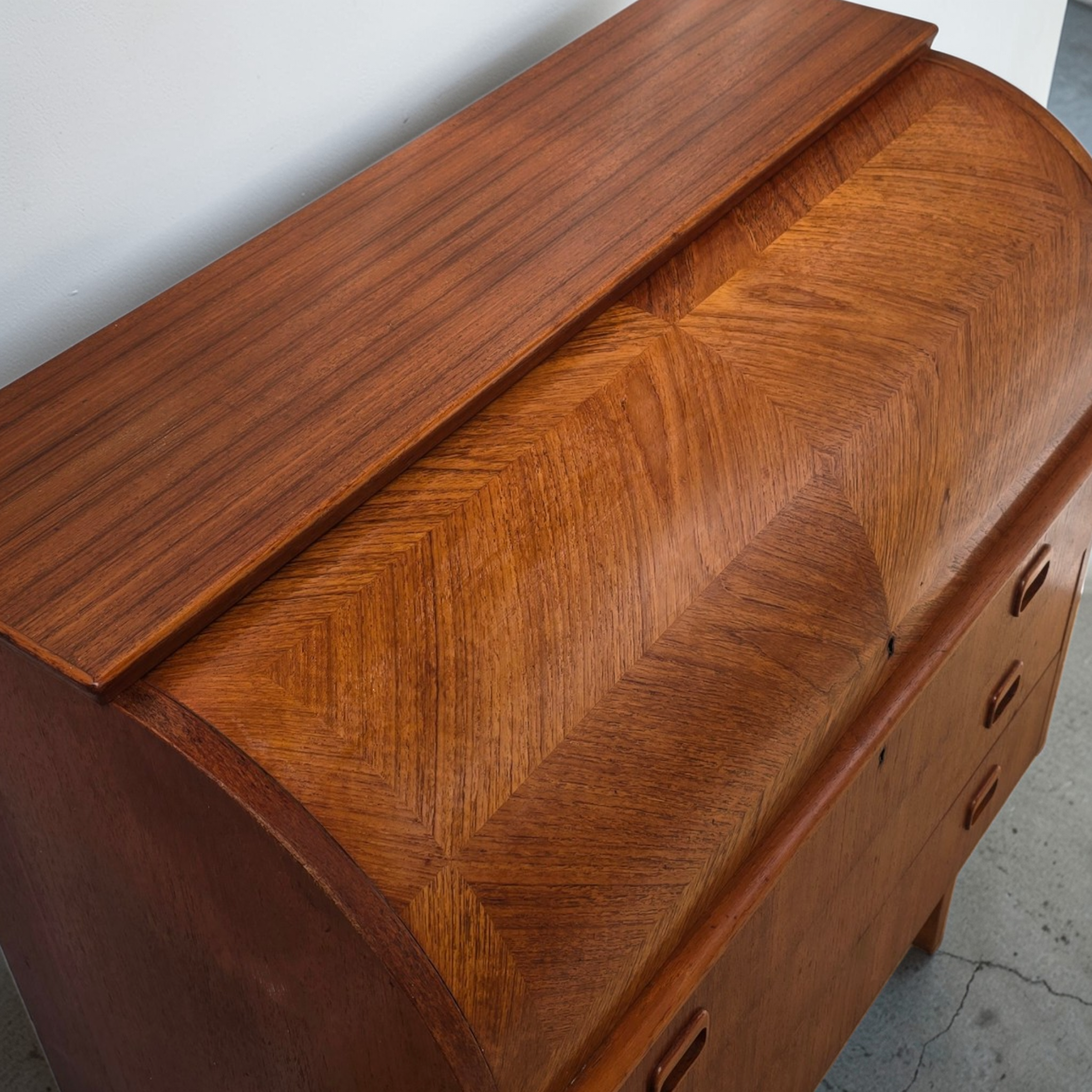 Mid-Century Scandinavian Teak Rolltop Bureau Desk by Egon Ostergaard