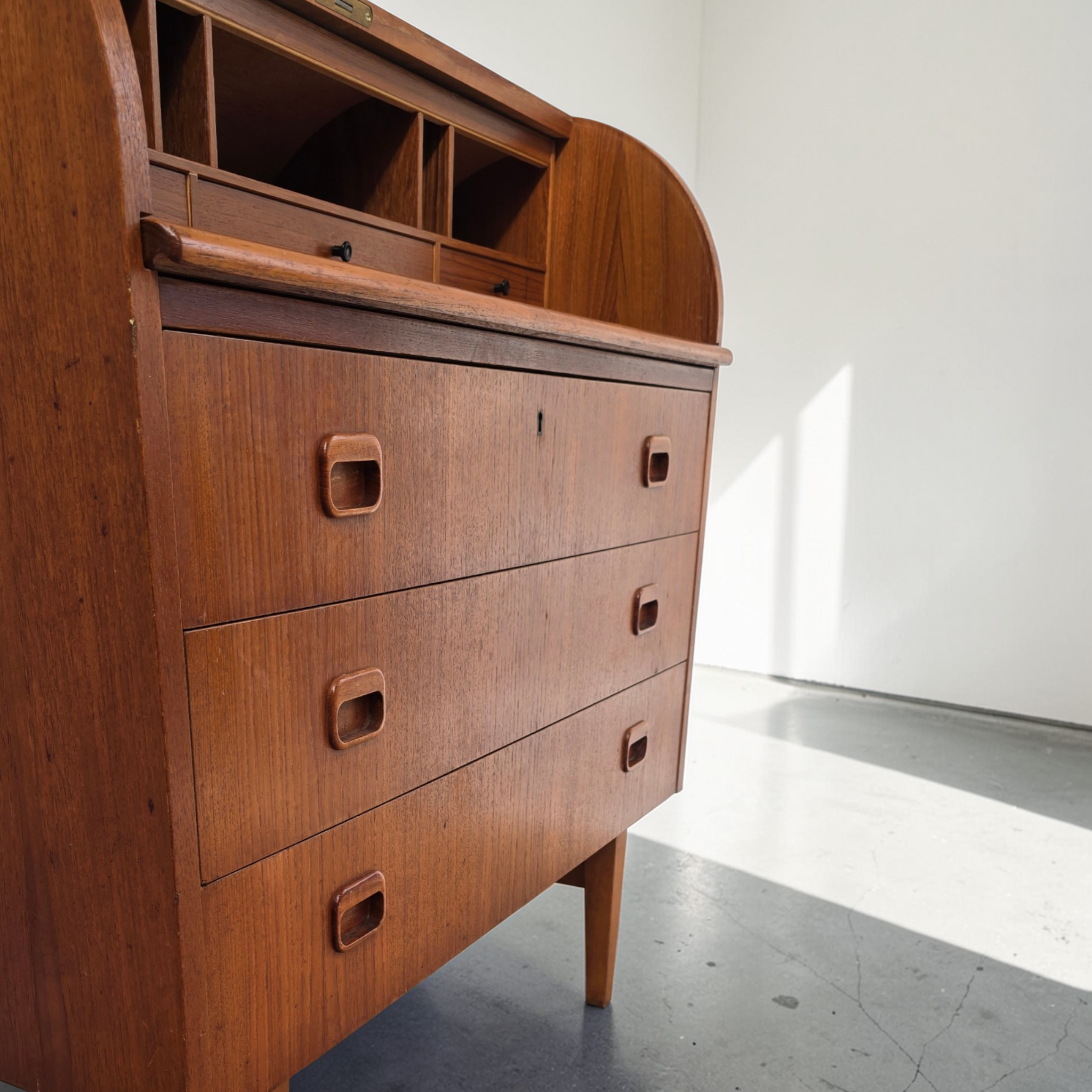 Mid-Century Scandinavian Teak Rolltop Bureau Desk by Egon Ostergaard