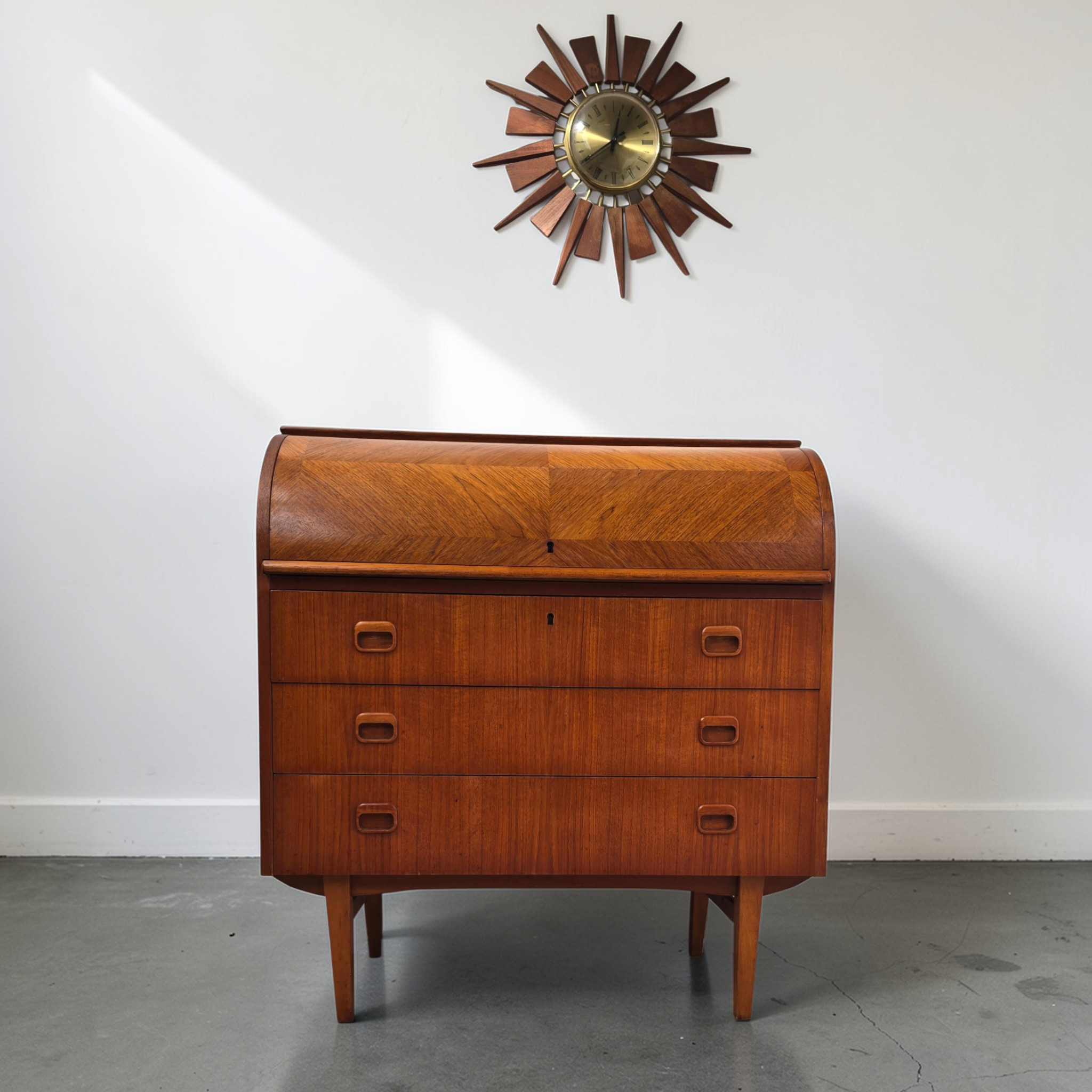 Mid-Century Scandinavian Teak Rolltop Bureau Desk by Egon Ostergaard