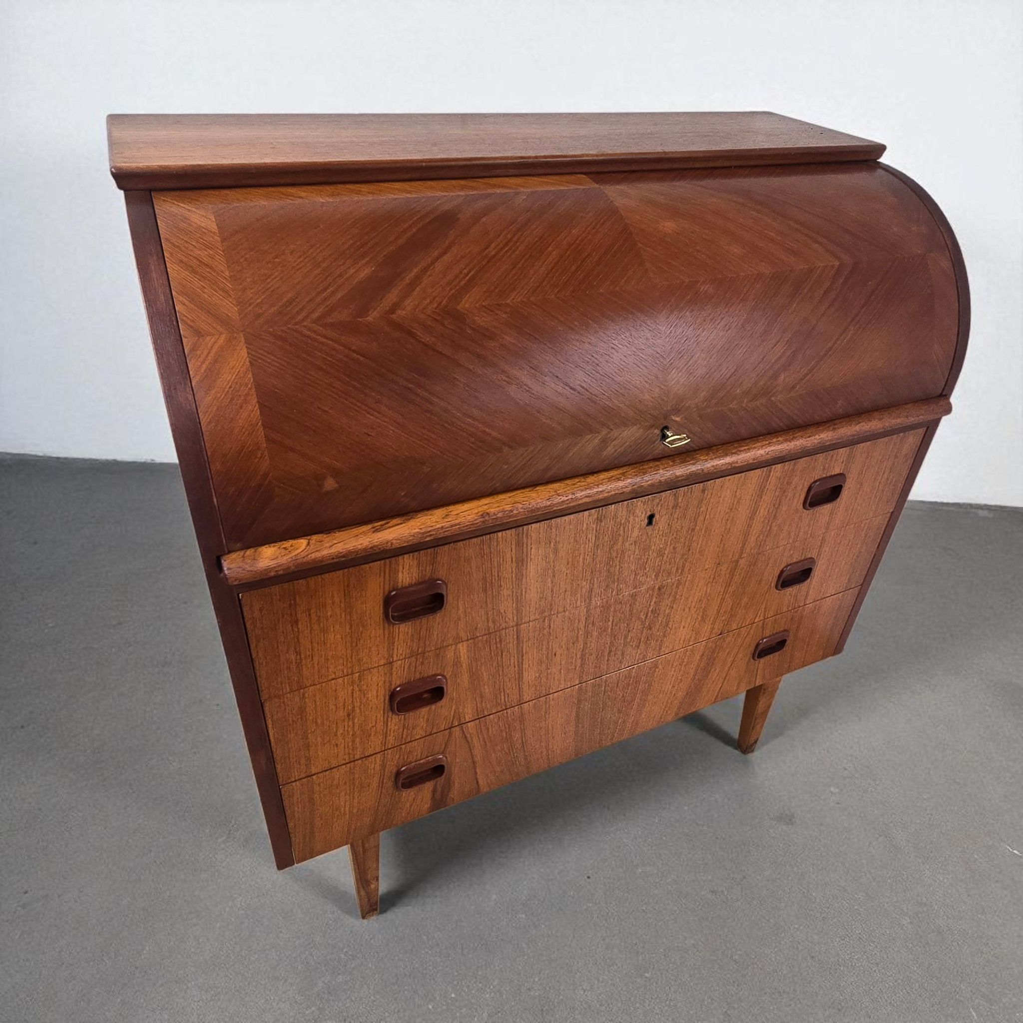 Mid-Century Scandinavian Teak Rolltop Bureau Desk by Egon Ostergaard
