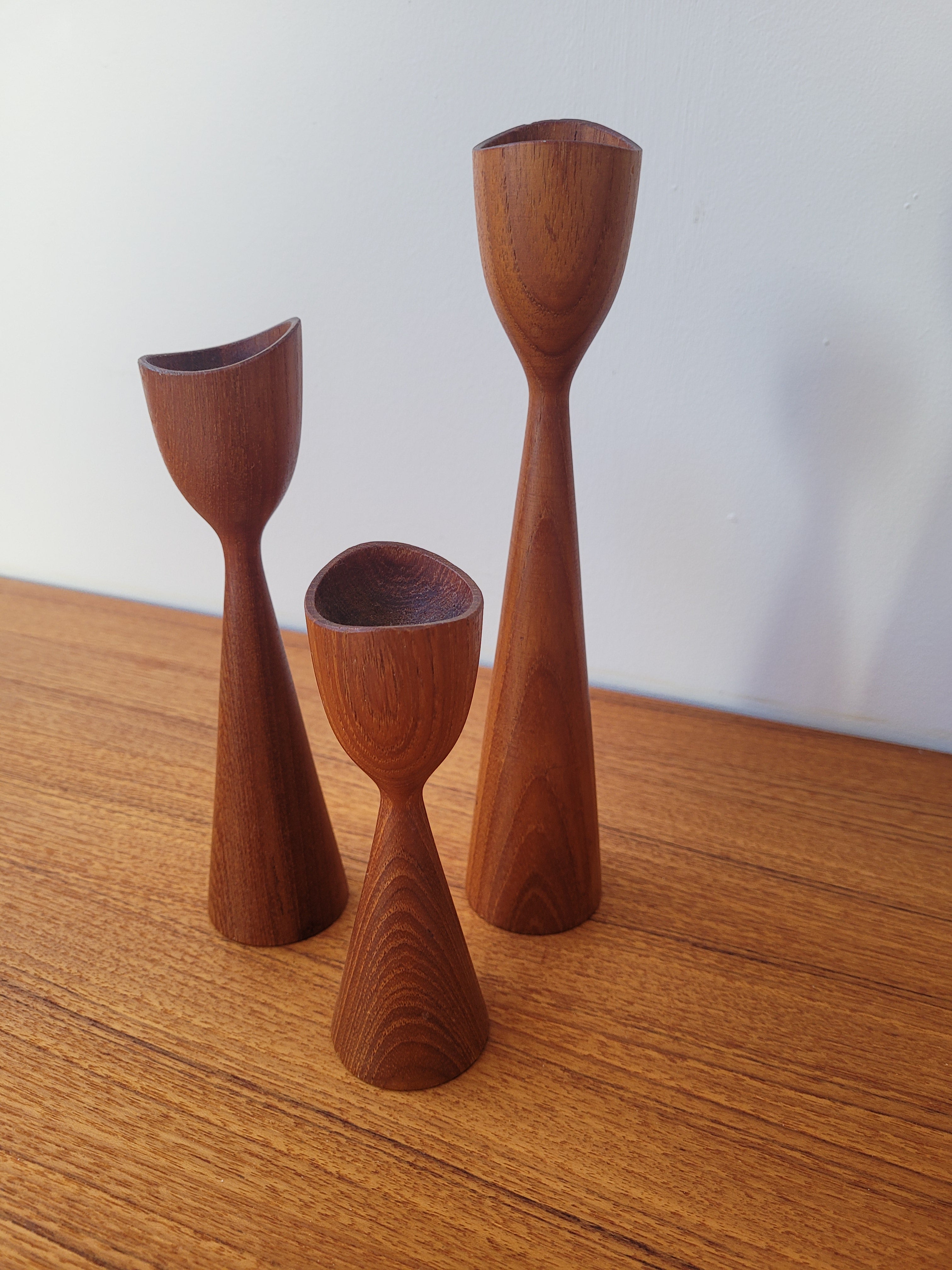 Danish Teak Candlesticks