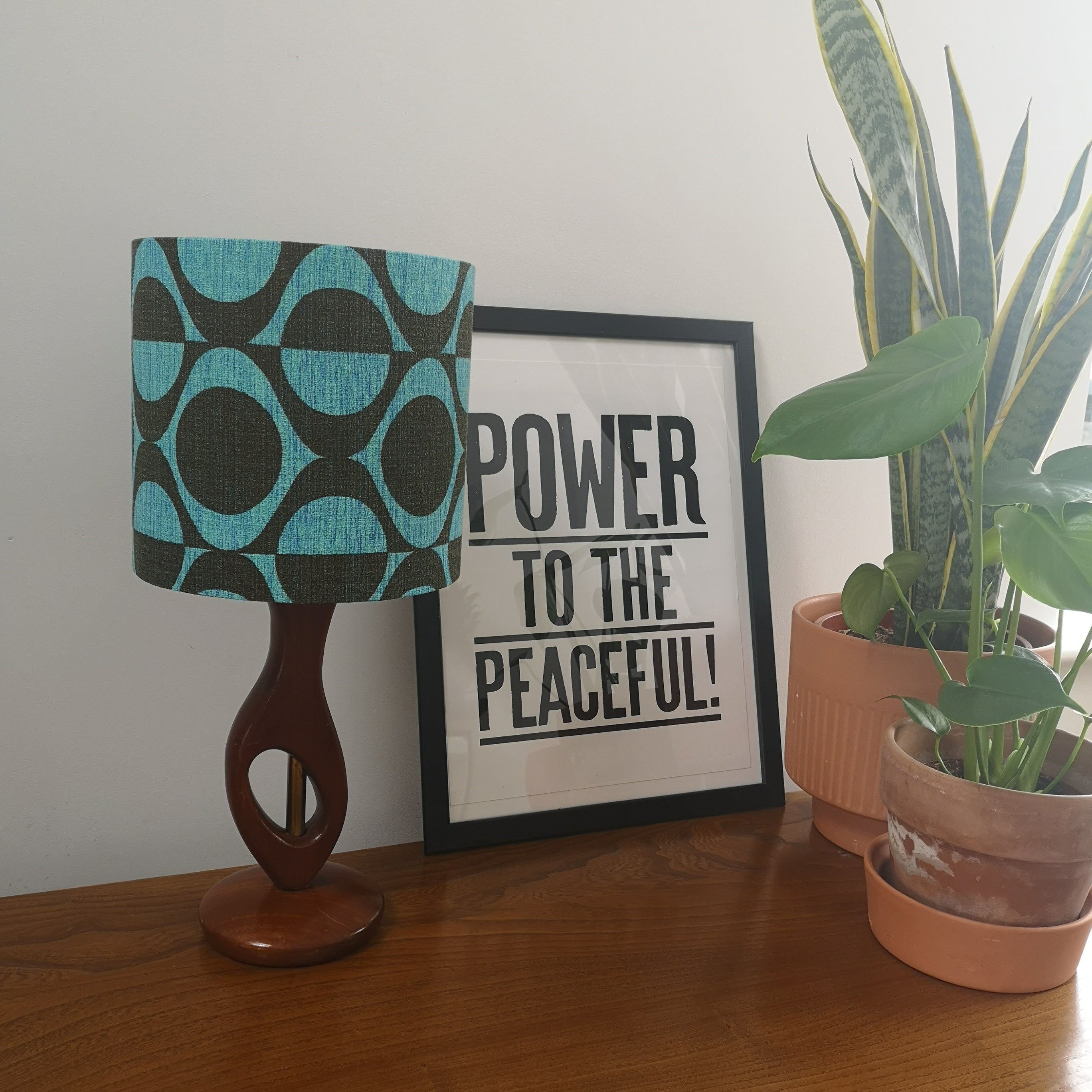 Mid Century blue Geometric Shade Lamp