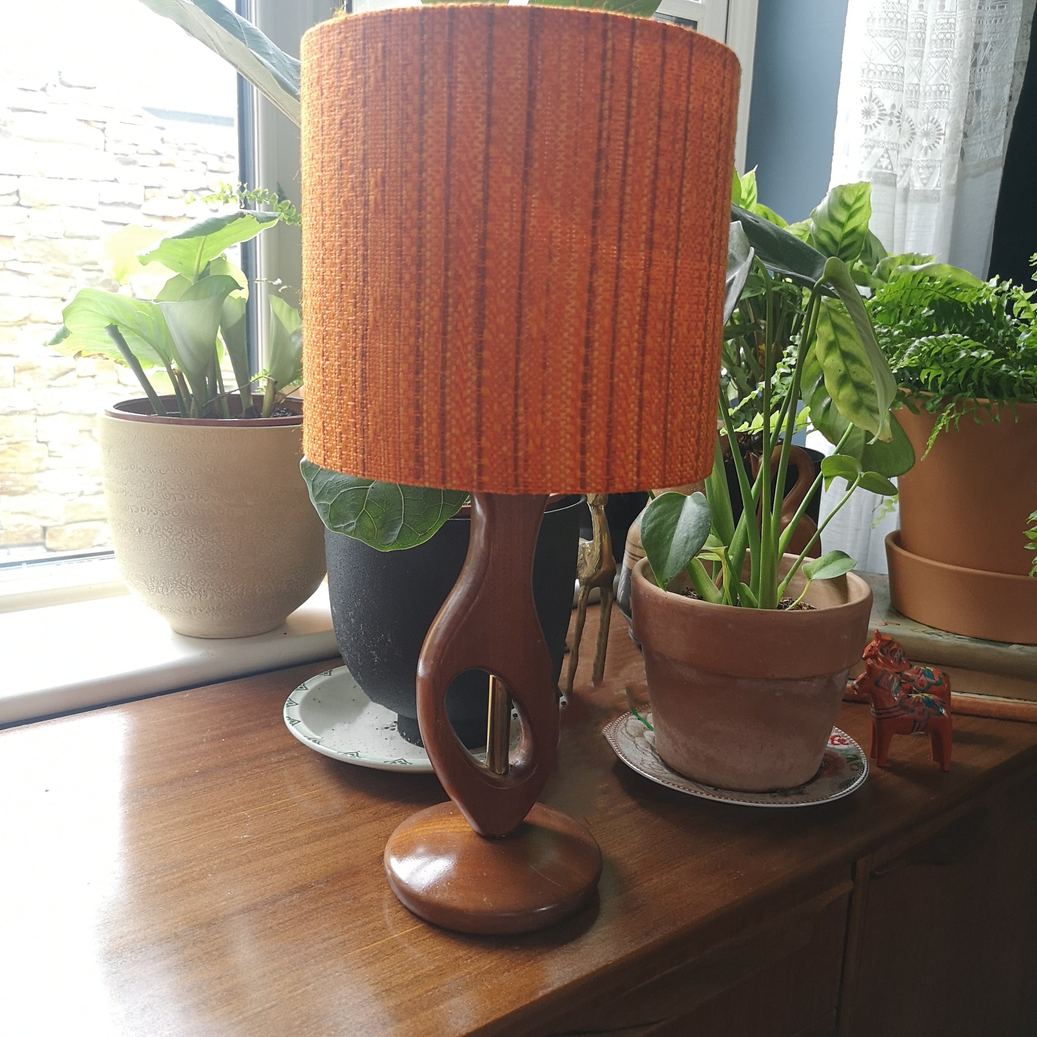 Mid Century Orange Shade Lamp