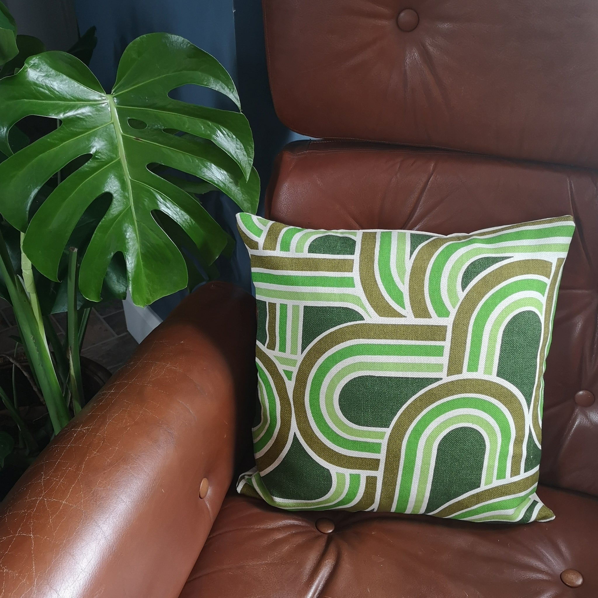 Green Retro Cushion Cover