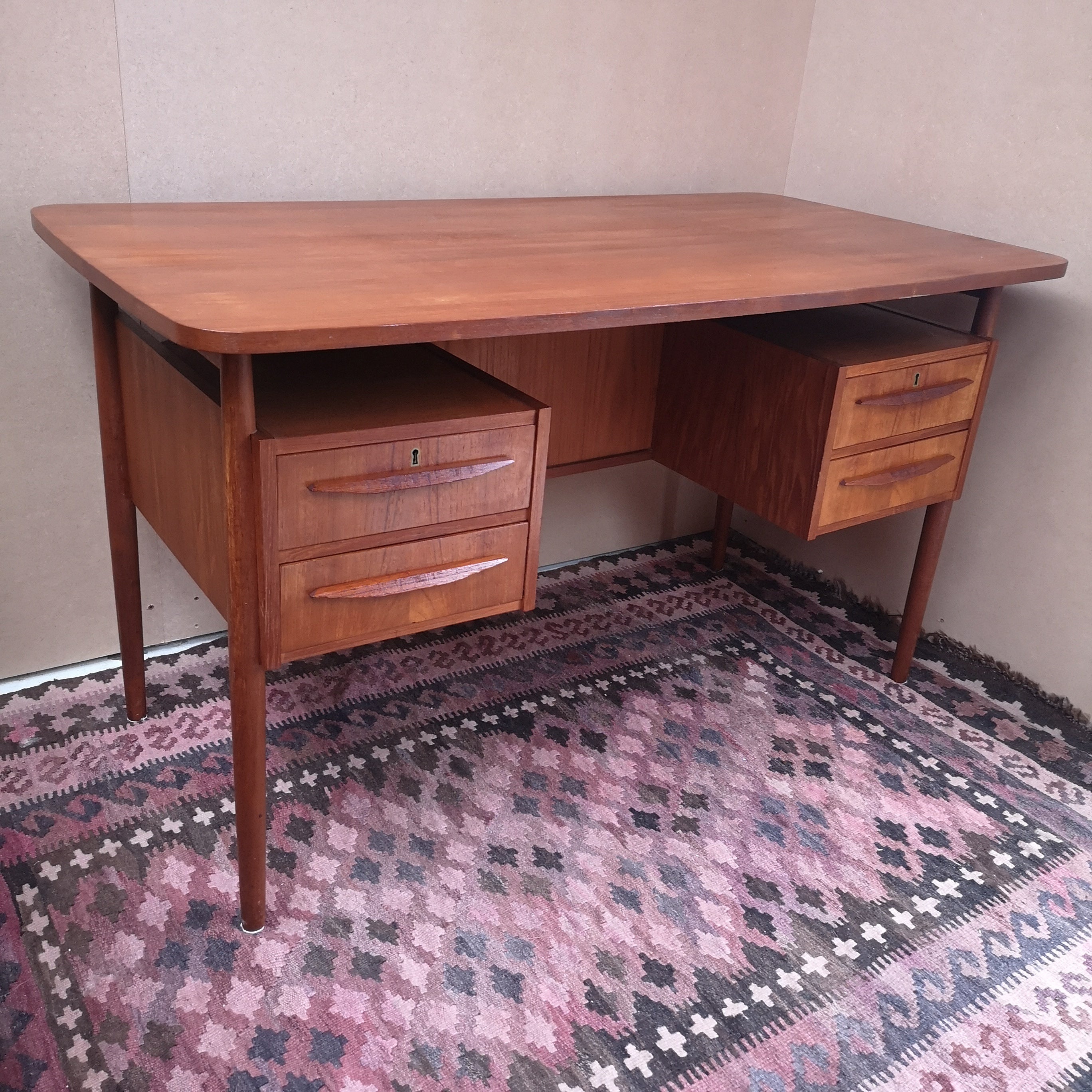 Mid Century Danish Teak Floating Desk By Gunnar Nielsen Tibergaard 1960s