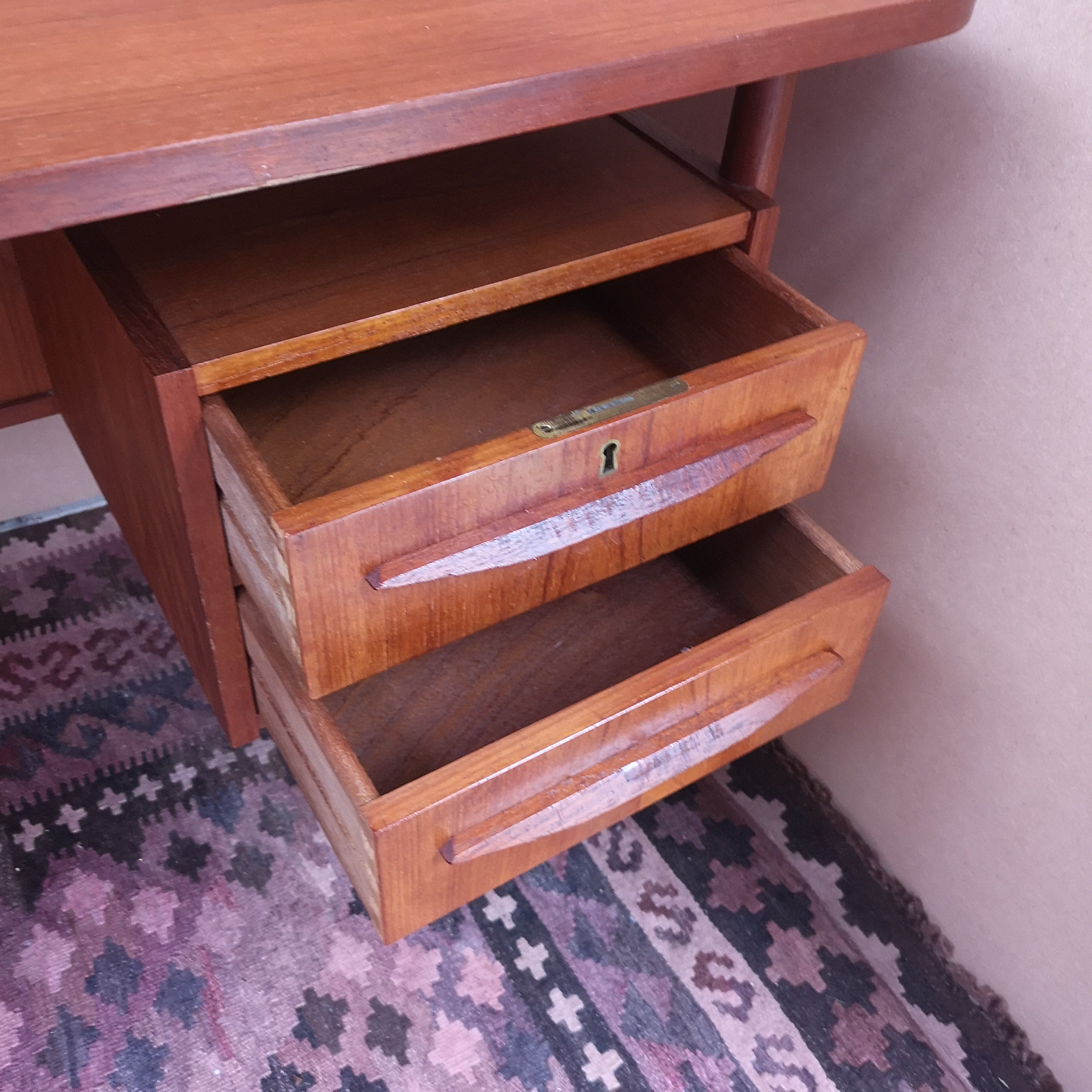 Mid Century Danish Teak Floating Desk By Gunnar Nielsen Tibergaard 1960s