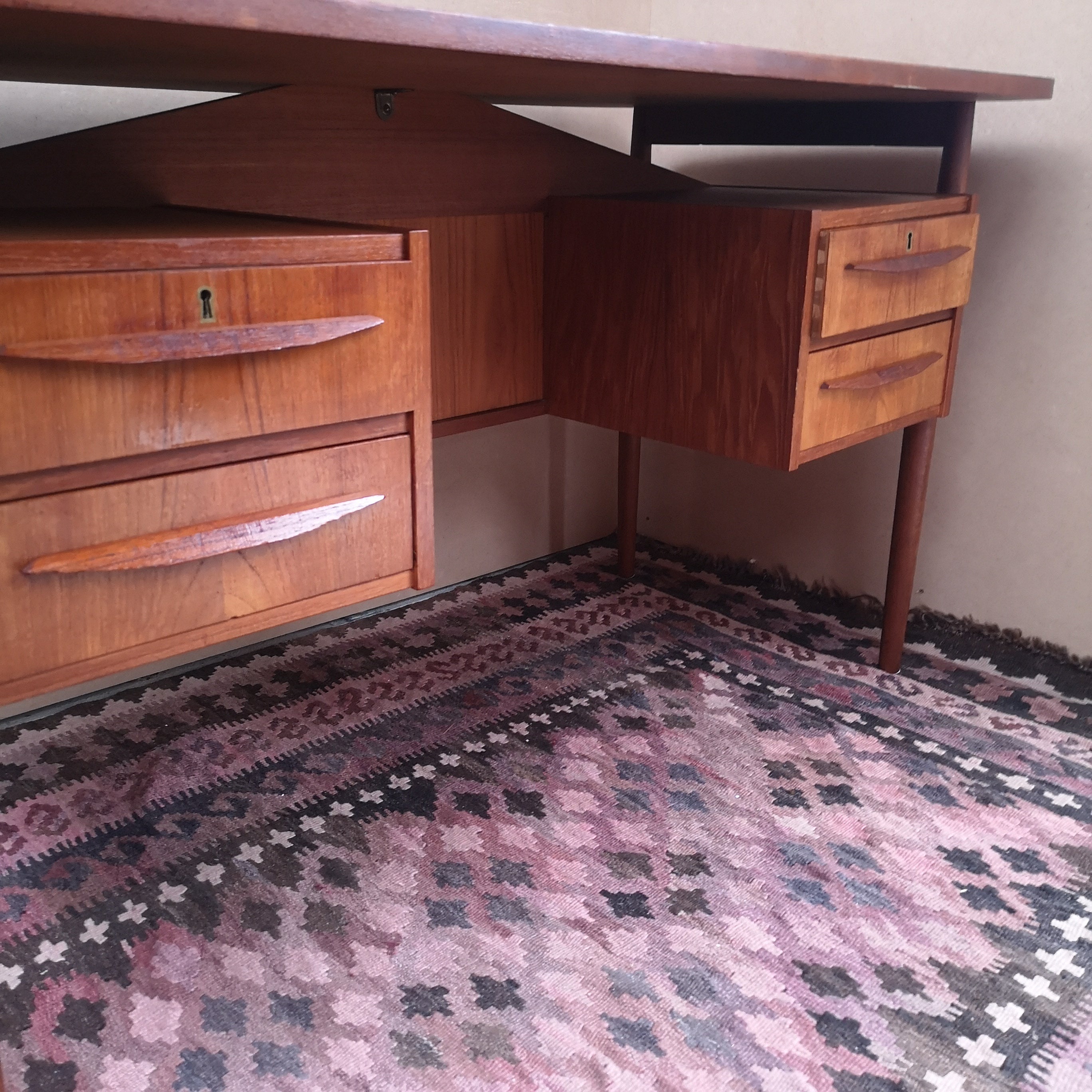 Mid Century Danish Teak Floating Desk By Gunnar Nielsen Tibergaard 1960s