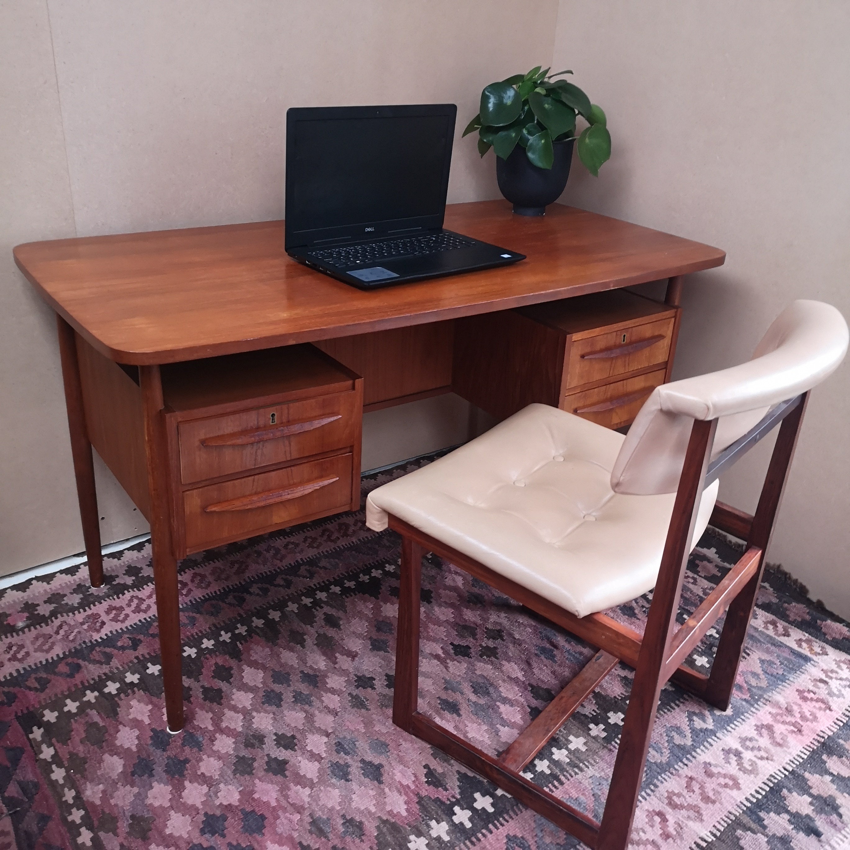 Mid Century Danish Teak Floating Desk By Gunnar Nielsen Tibergaard 1960s