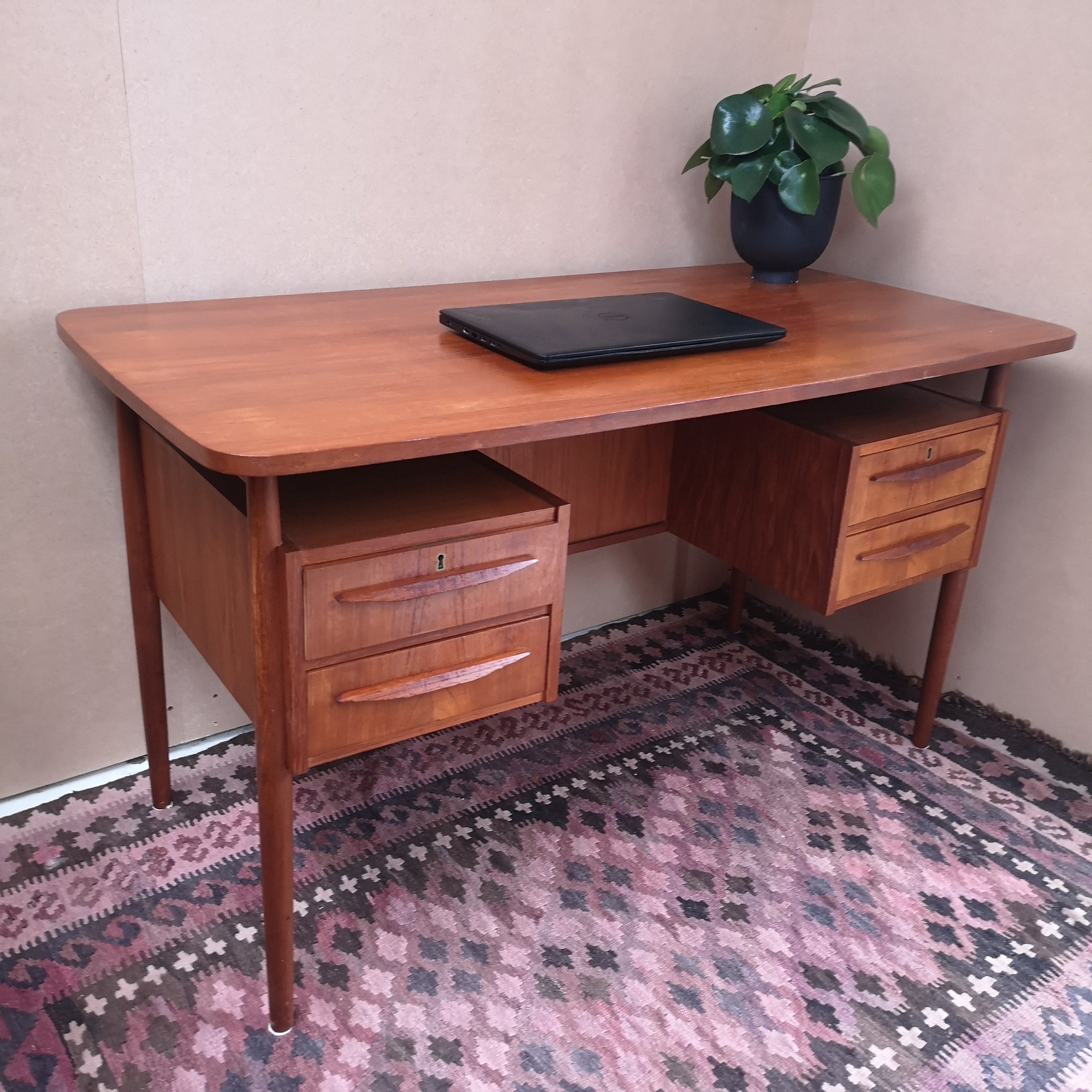 Mid Century Danish Teak Floating Desk By Gunnar Nielsen Tibergaard 1960s