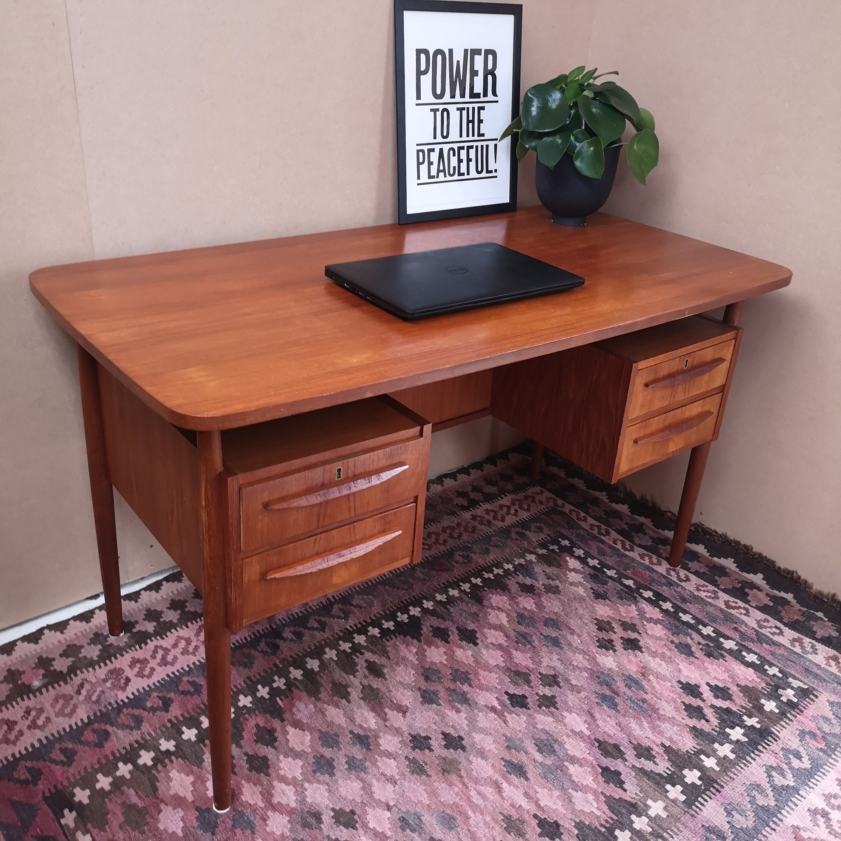 Mid Century Danish Teak Floating Desk By Gunnar Nielsen Tibergaard 1960s