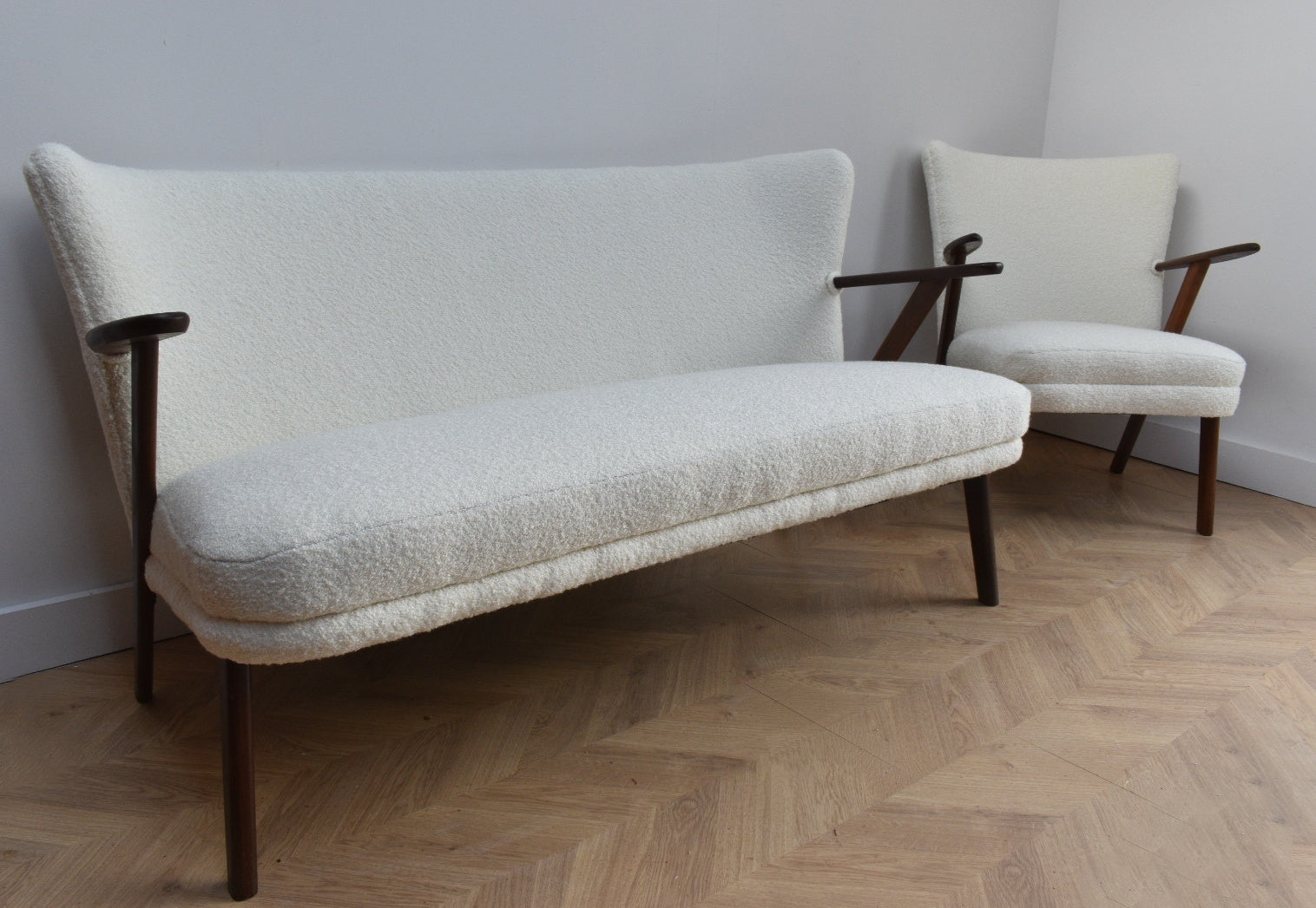 Danish Boucle Sofa & Lounge Chair