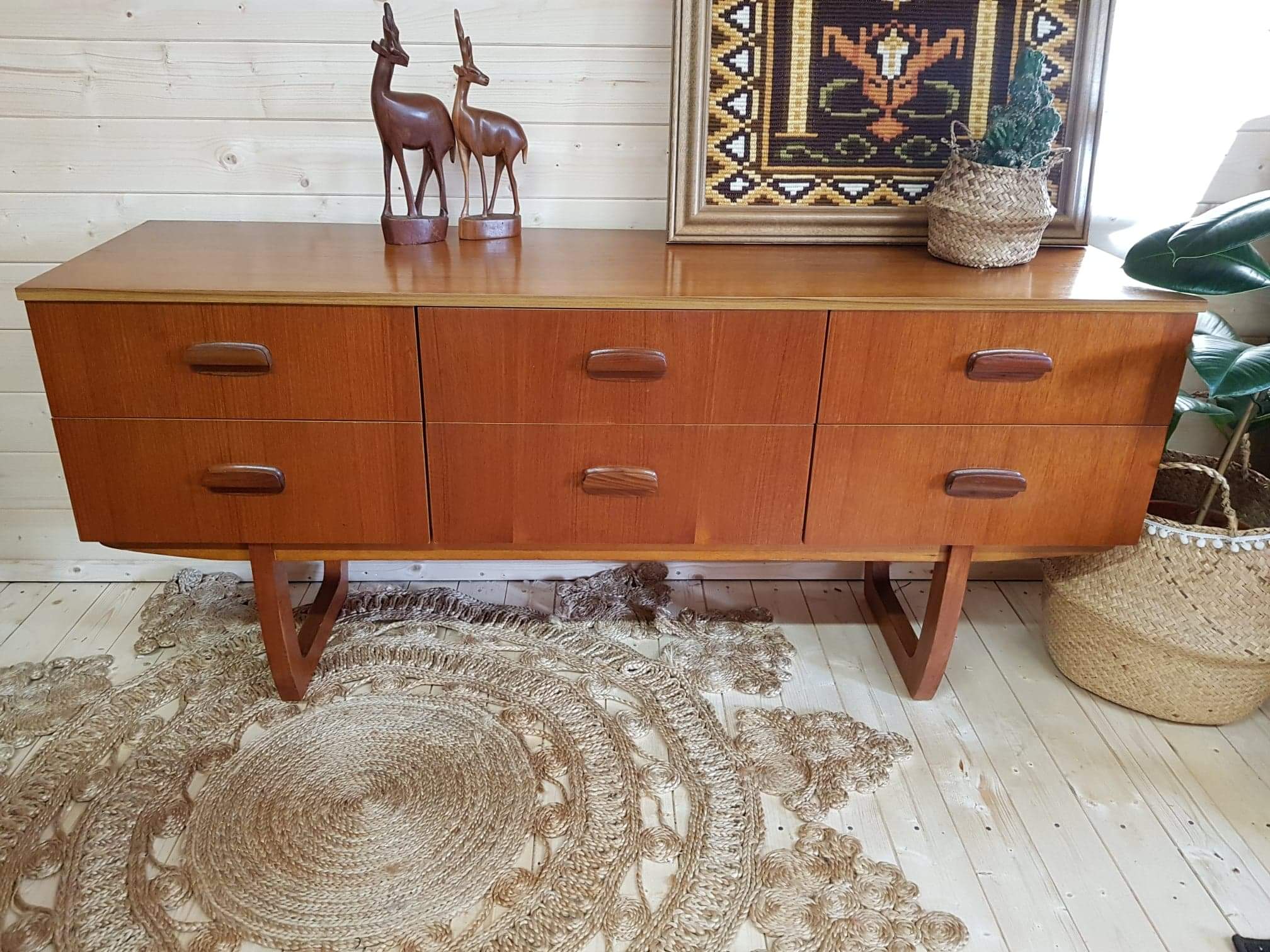 Teak & Afromosia Sleigh Legs Sideboard